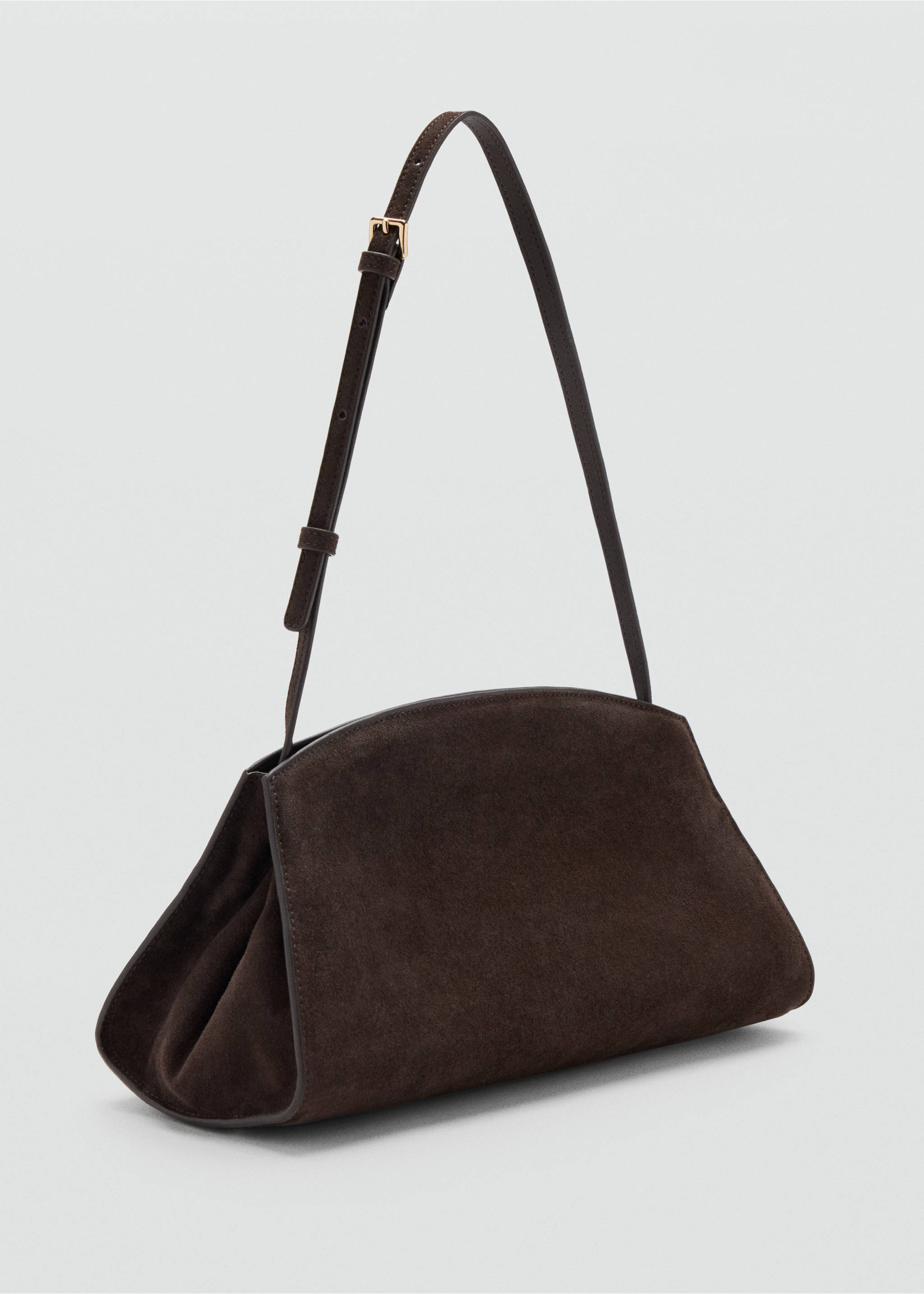 Sac bandoulière en daim - Plan moyen, Chocolat. Ref: 47011360-00.