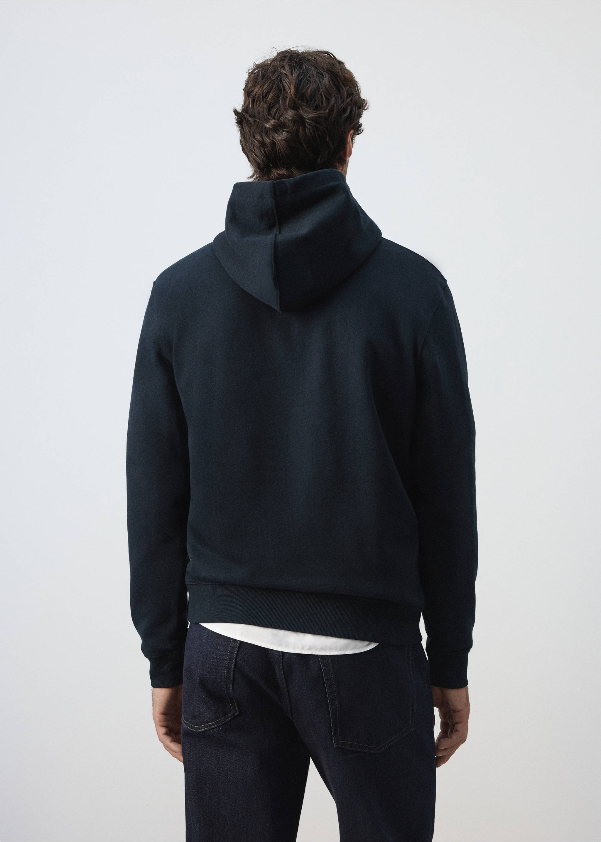 Navy blue hooded sweatshirt, back view, Navy. Ref: 47011415-00.