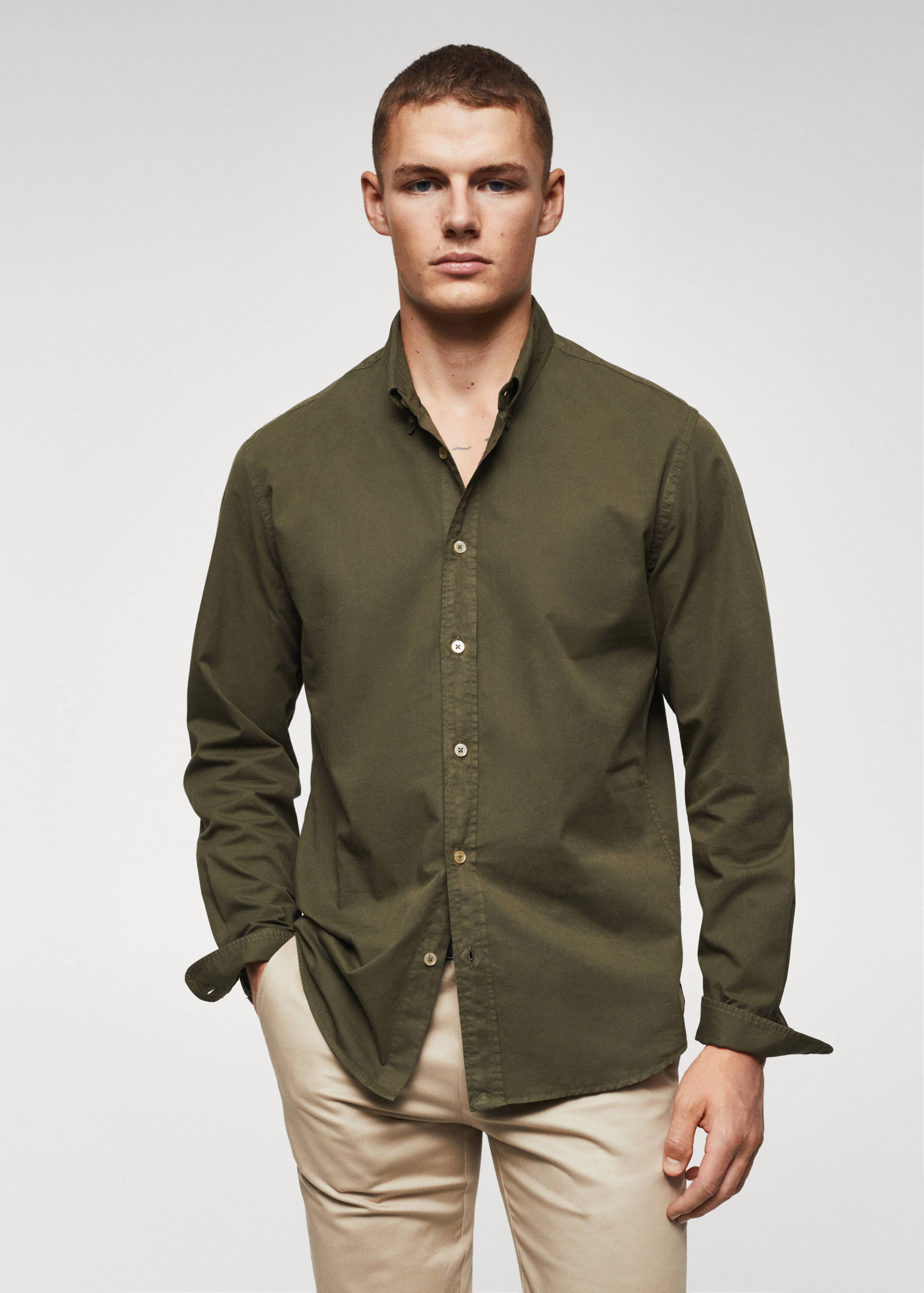 Slim fit cotton shirt - Medium plane