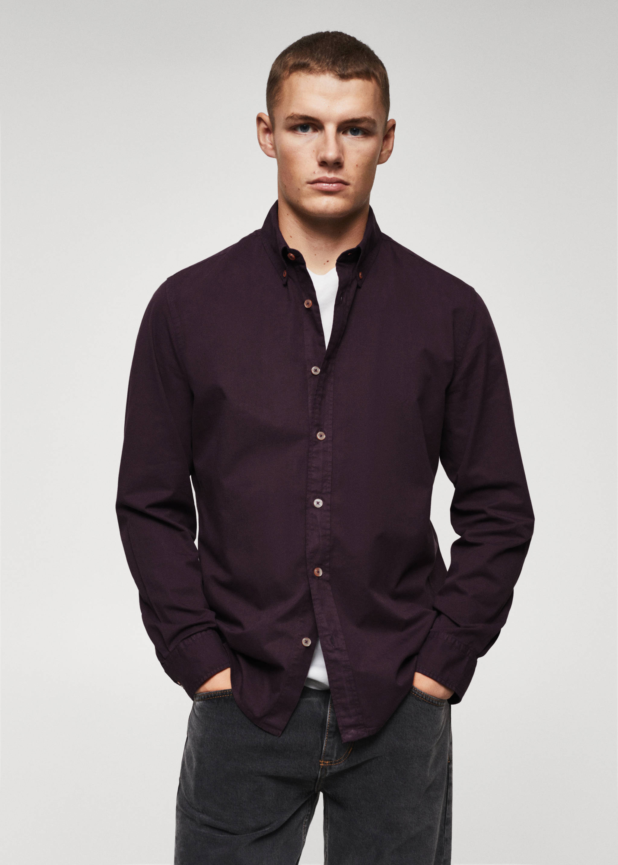 Slim fit cotton shirt - Medium plane