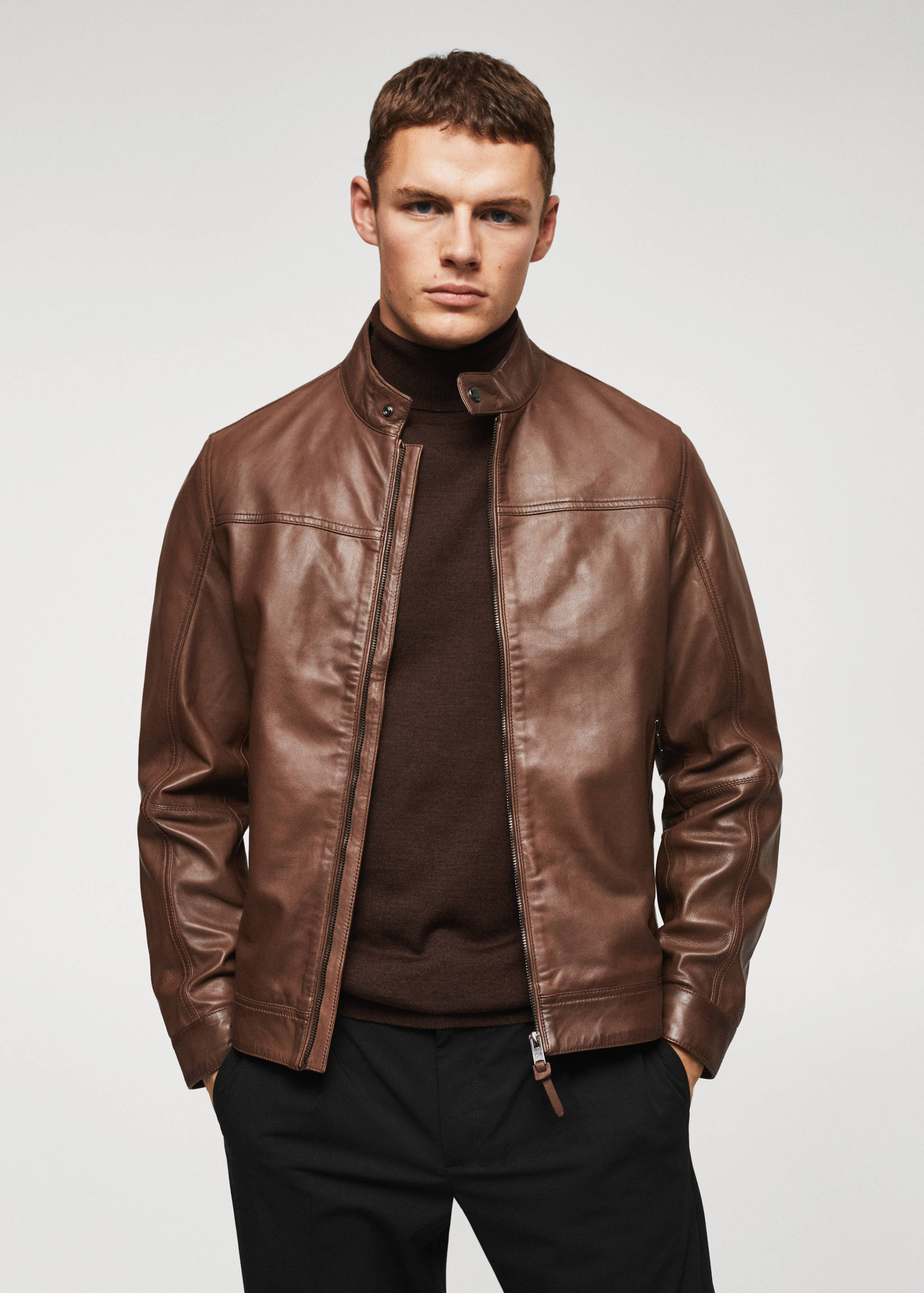 Leather biker jacket - Medium plane