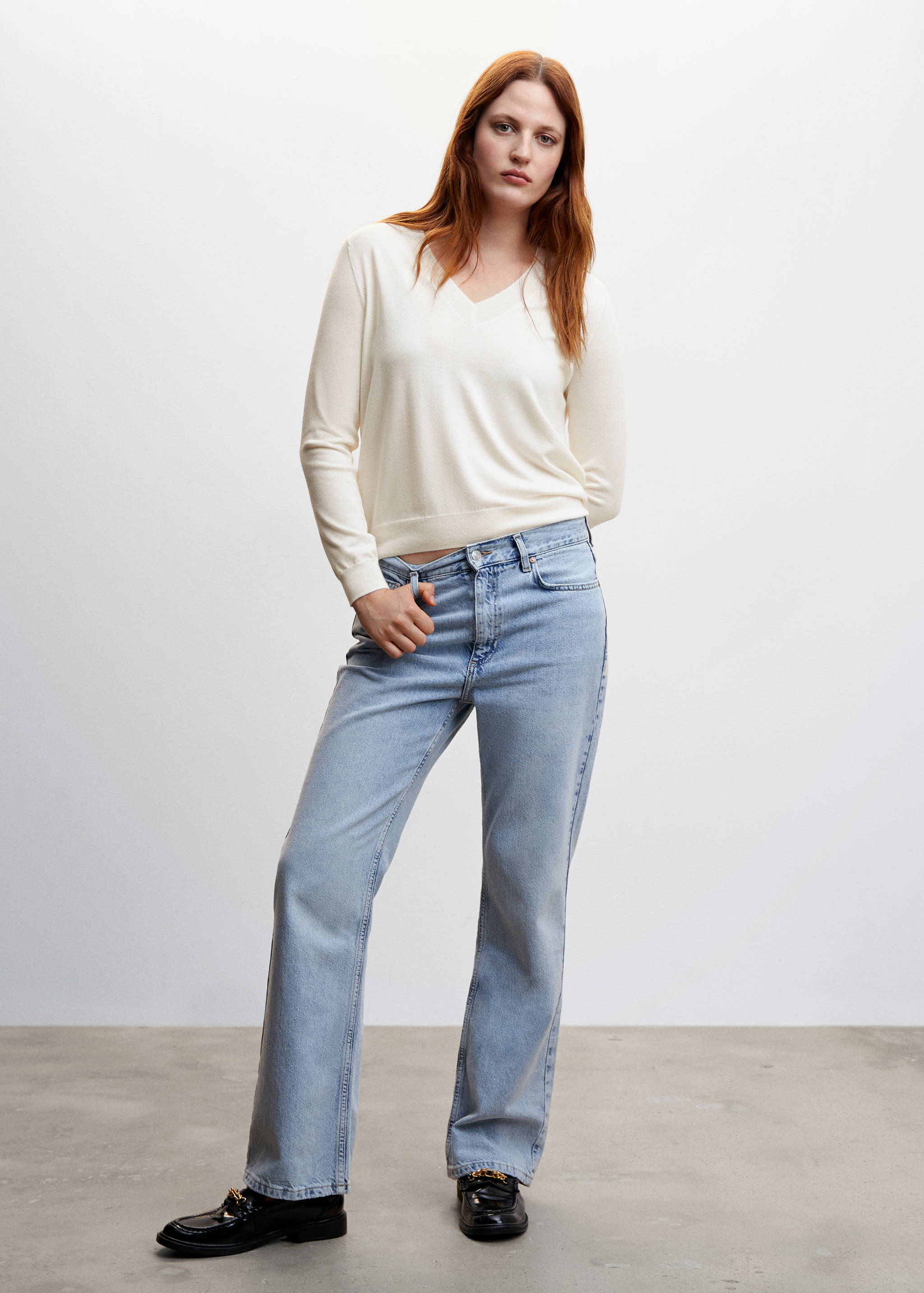 Pull-over maille fine col V - Plan général