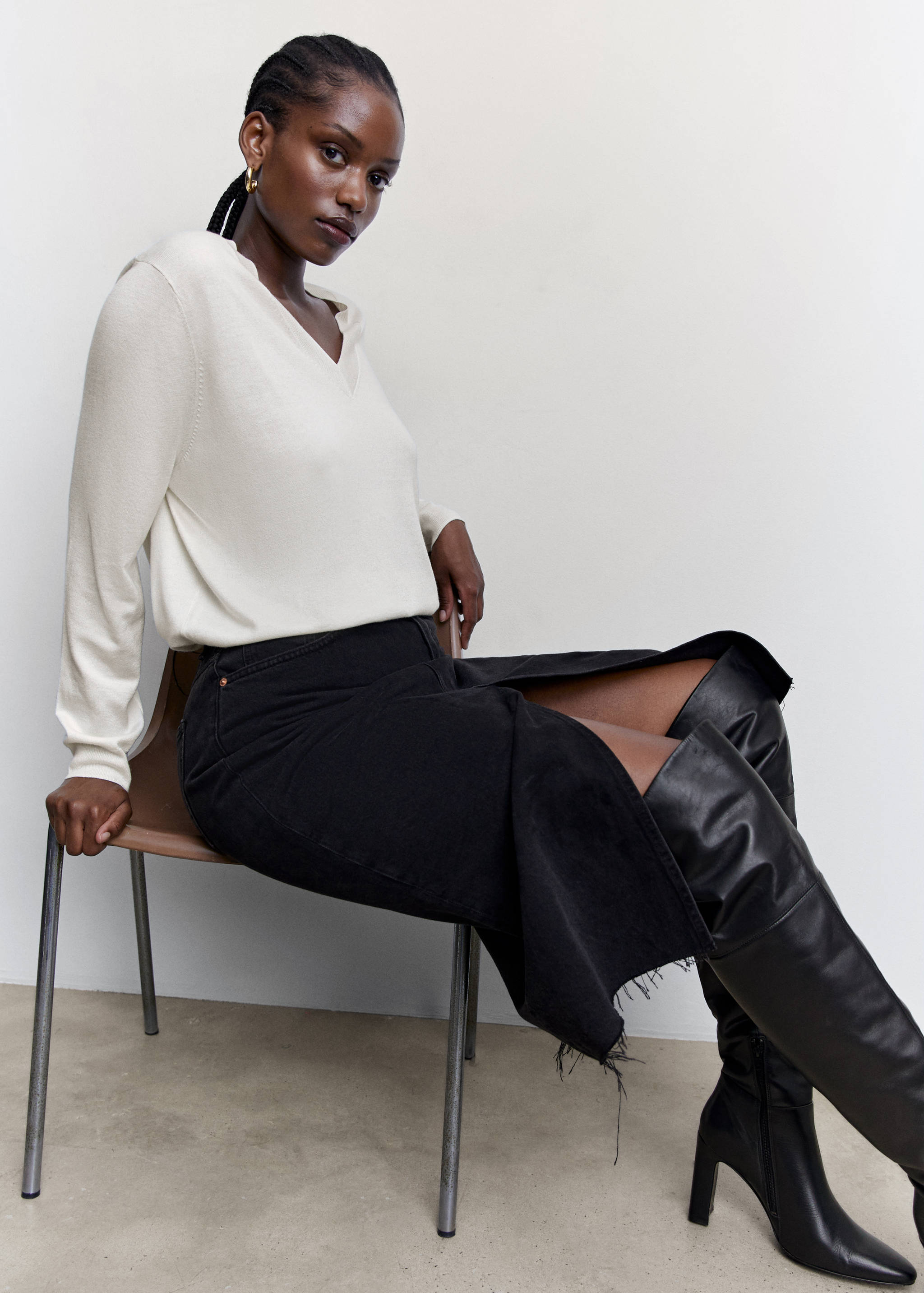 Pull-over maille fine col V - Détail de l'article 4