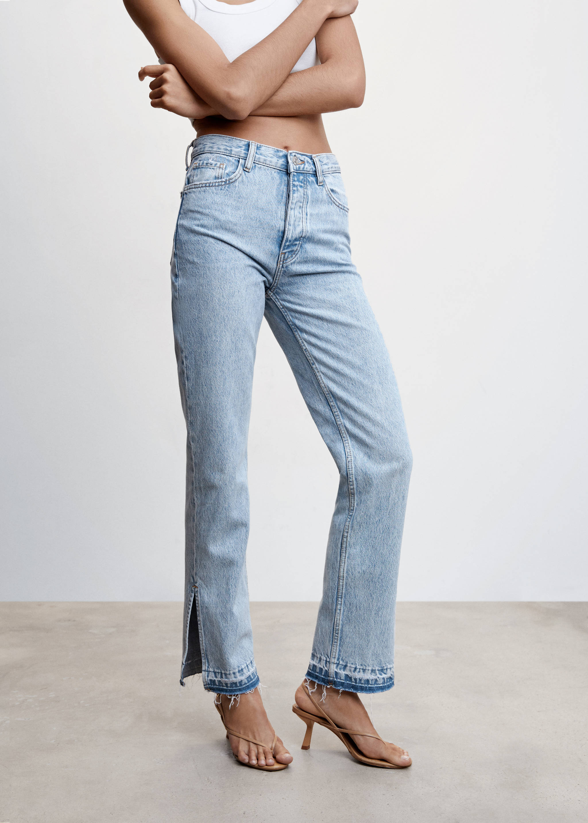 High-rise straight jeans with slits - Medium plane