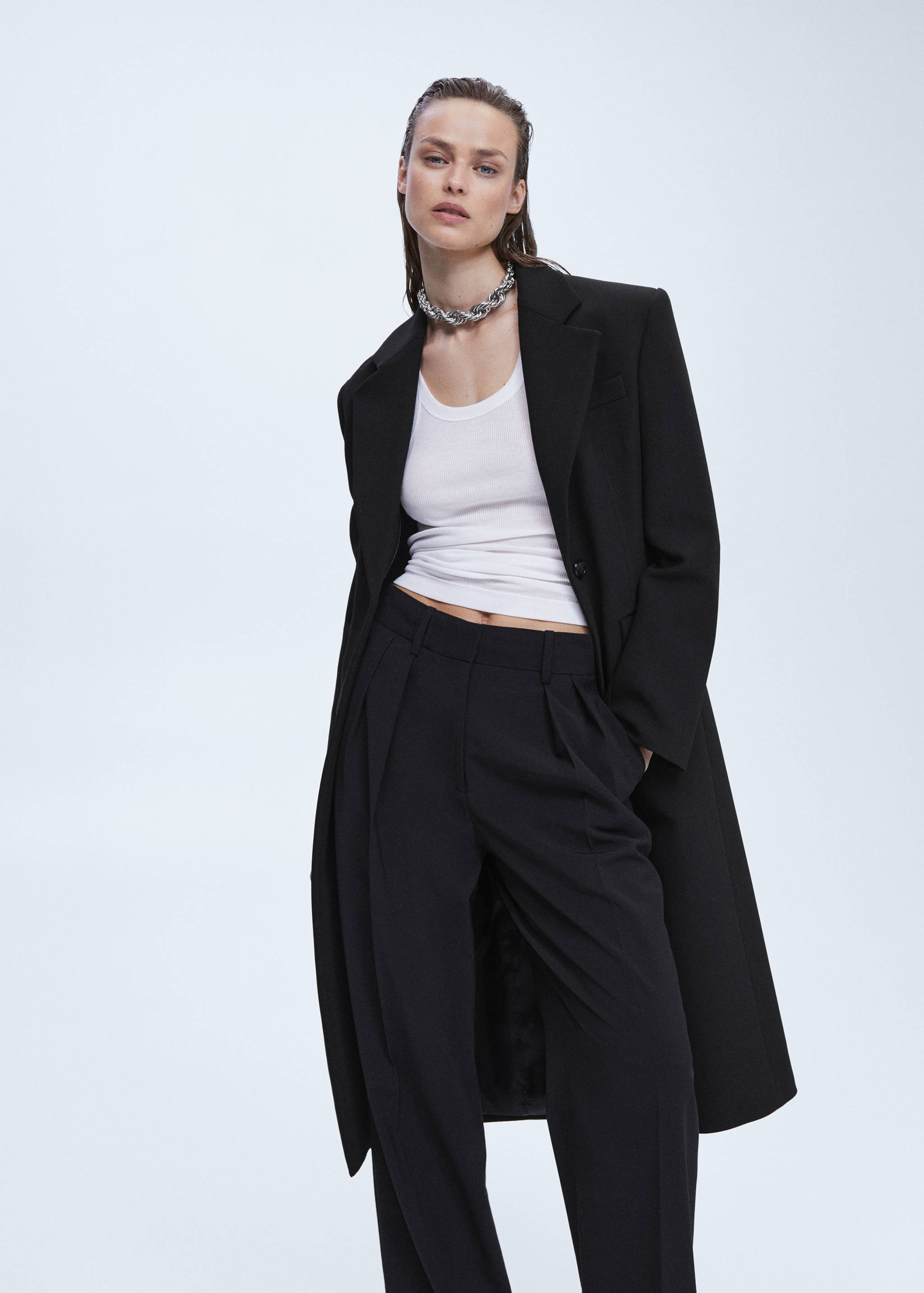 褶皱阔腿裤 - null