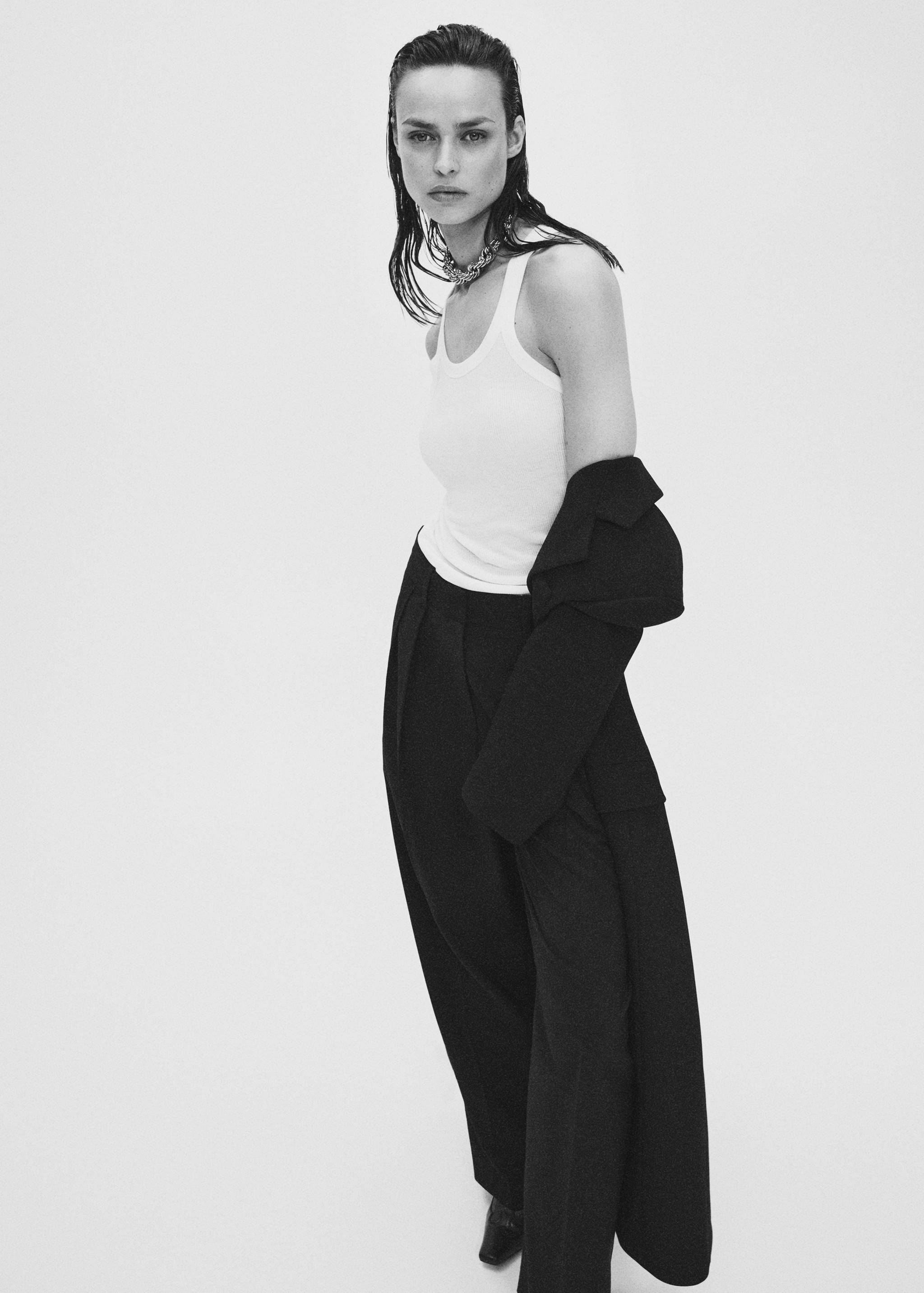 褶皱阔腿裤 - null