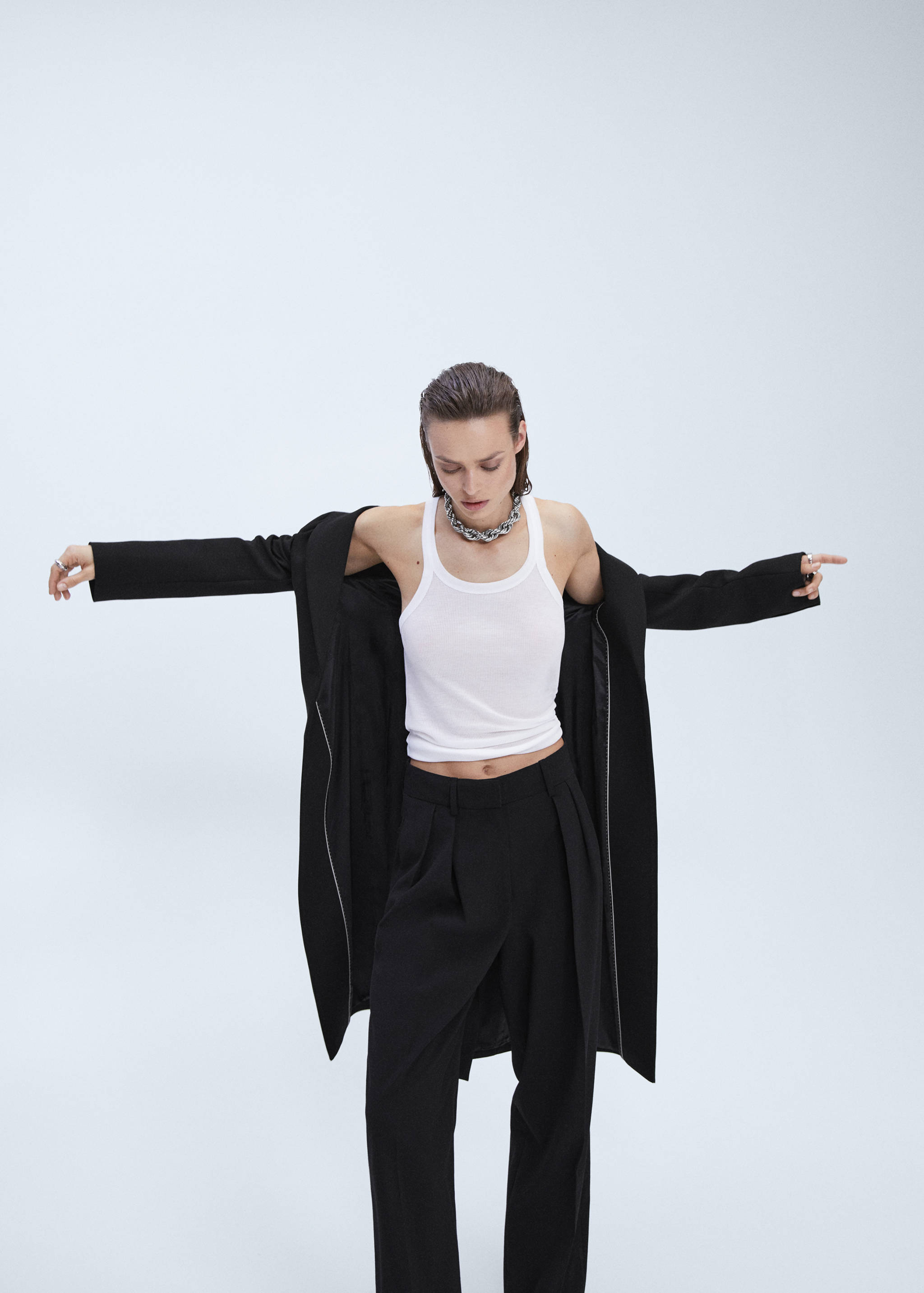 褶皱阔腿裤 - null