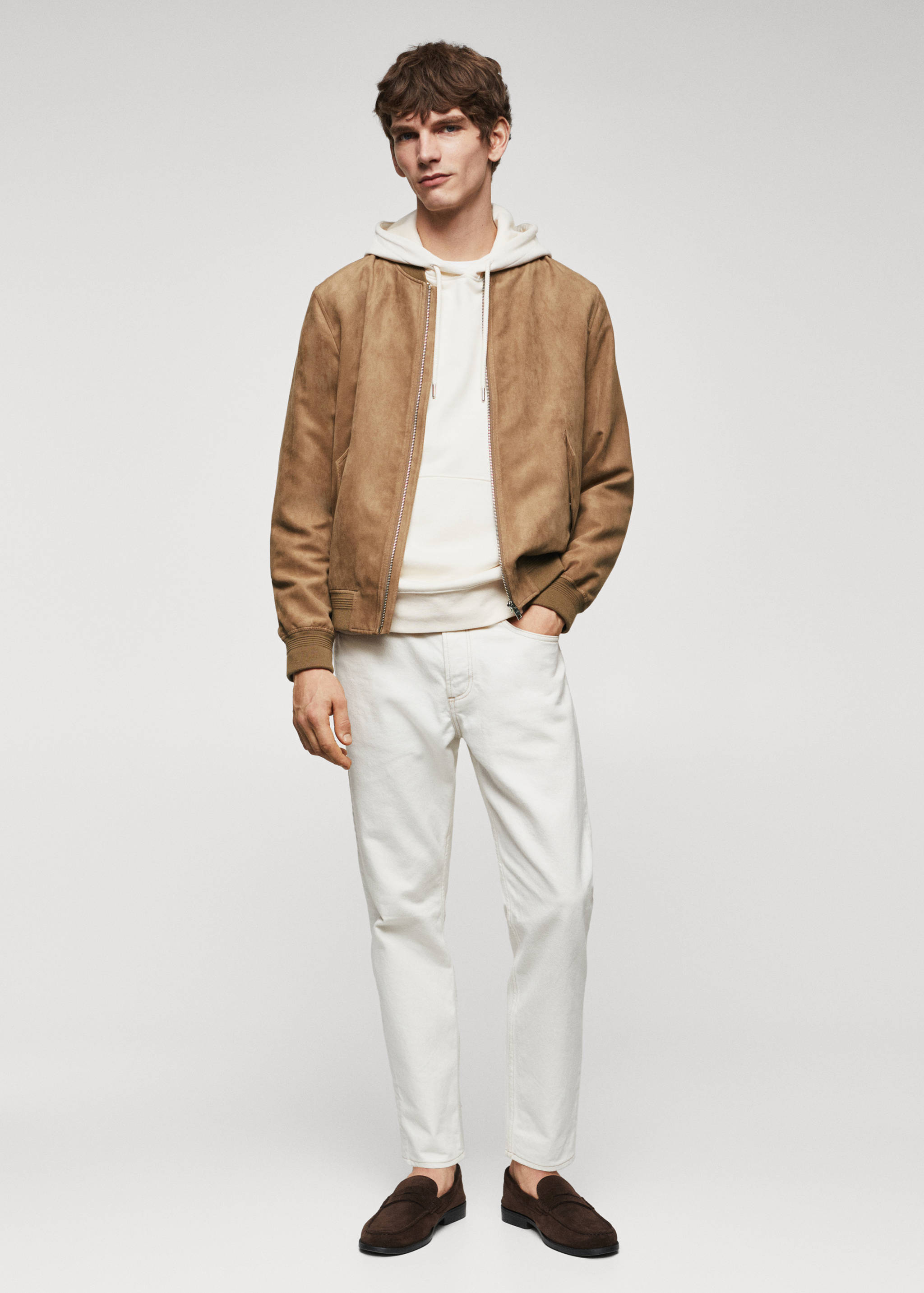 Suede-effect bomber jacket - General plane