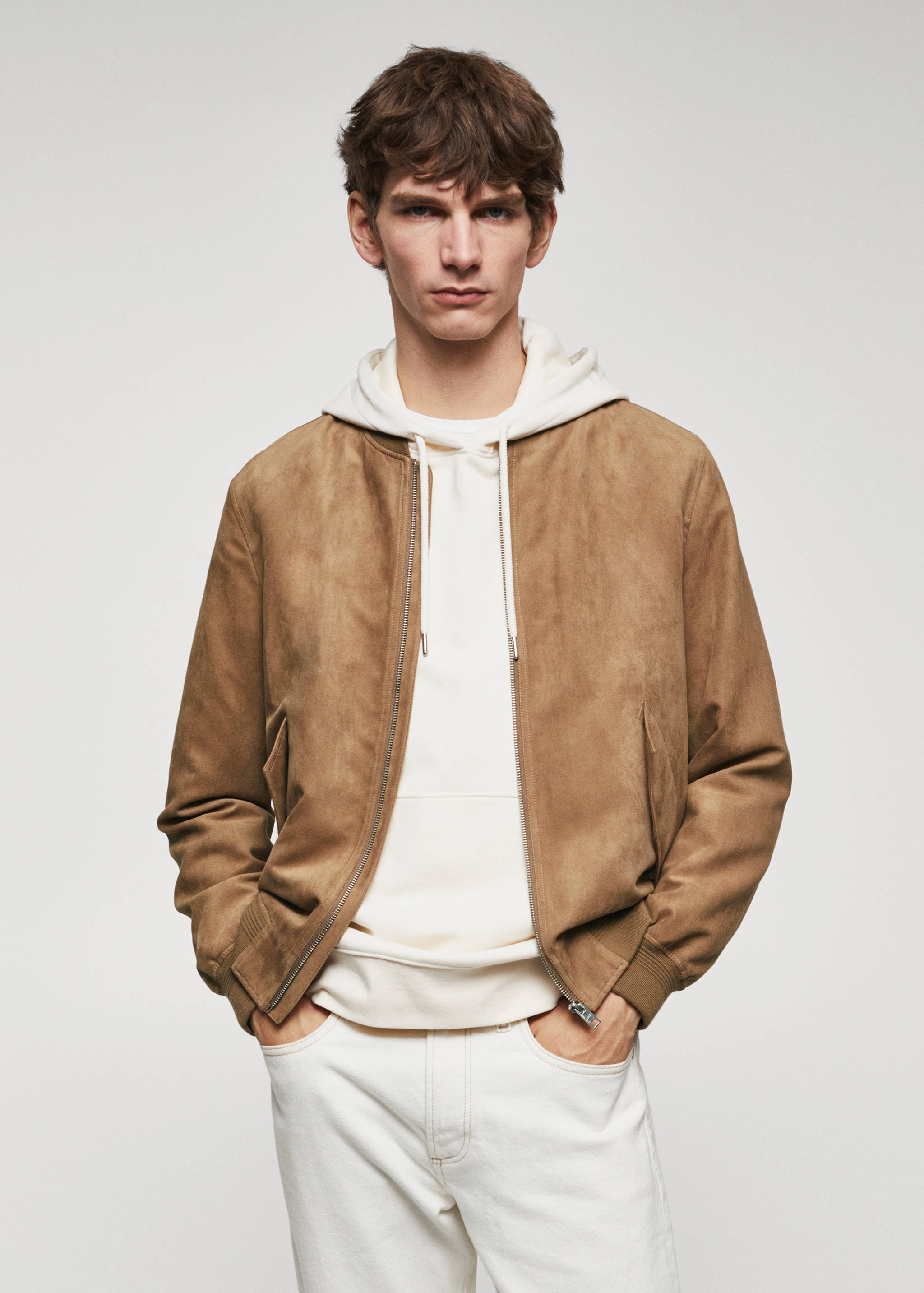 Suede-effect bomber jacket - Medium plane
