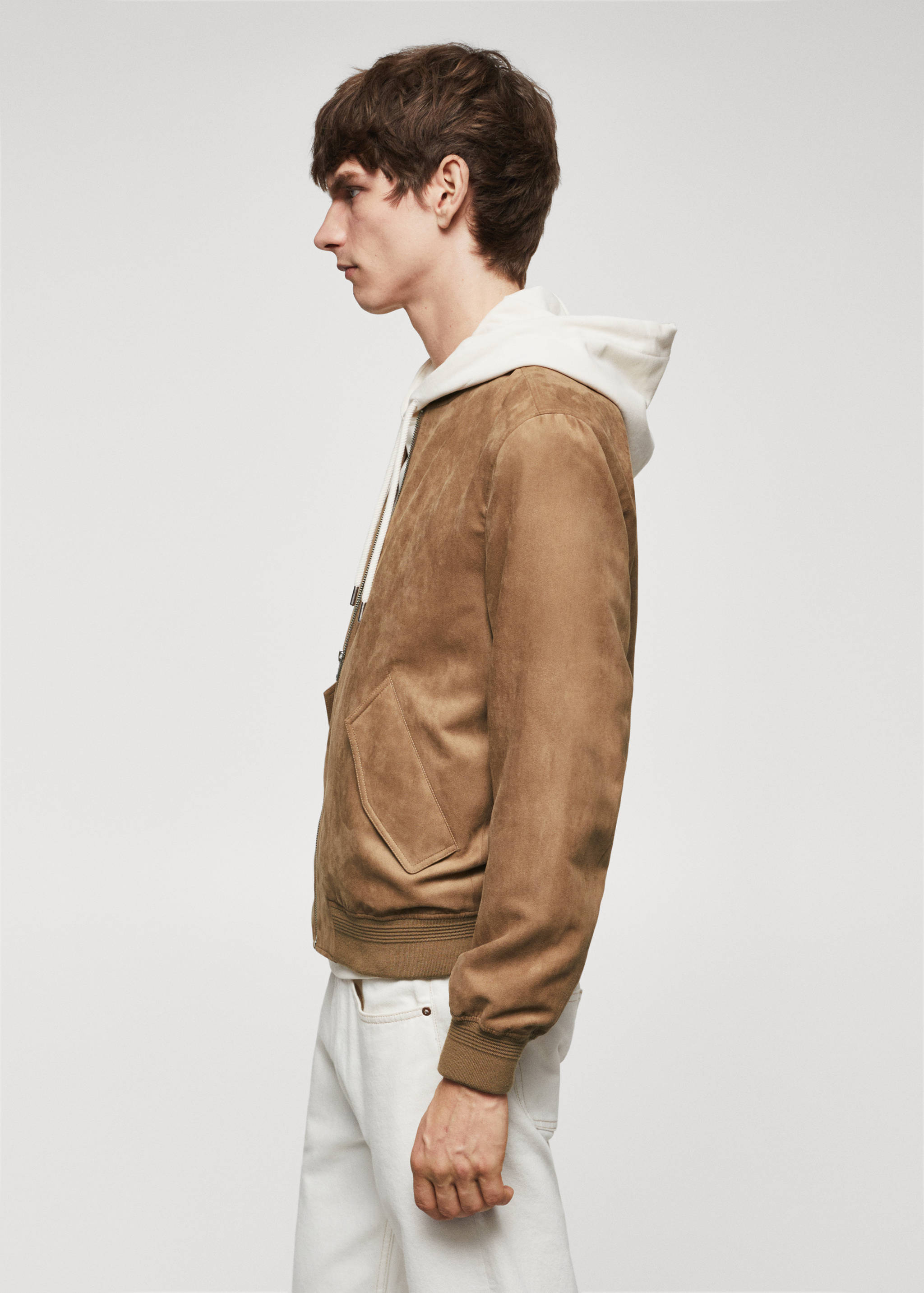 Suede-effect bomber jacket - Details of the article 6