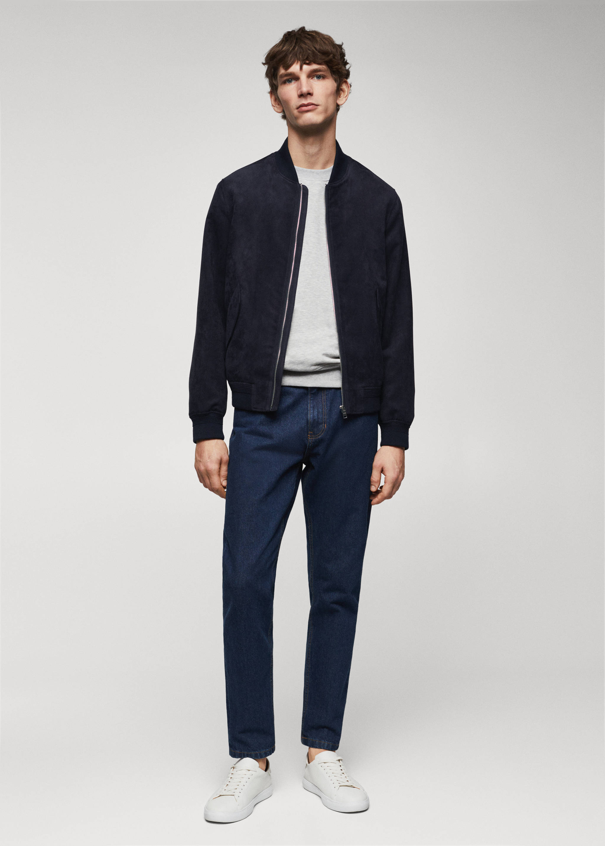 Suede-effect bomber jacket - General plane