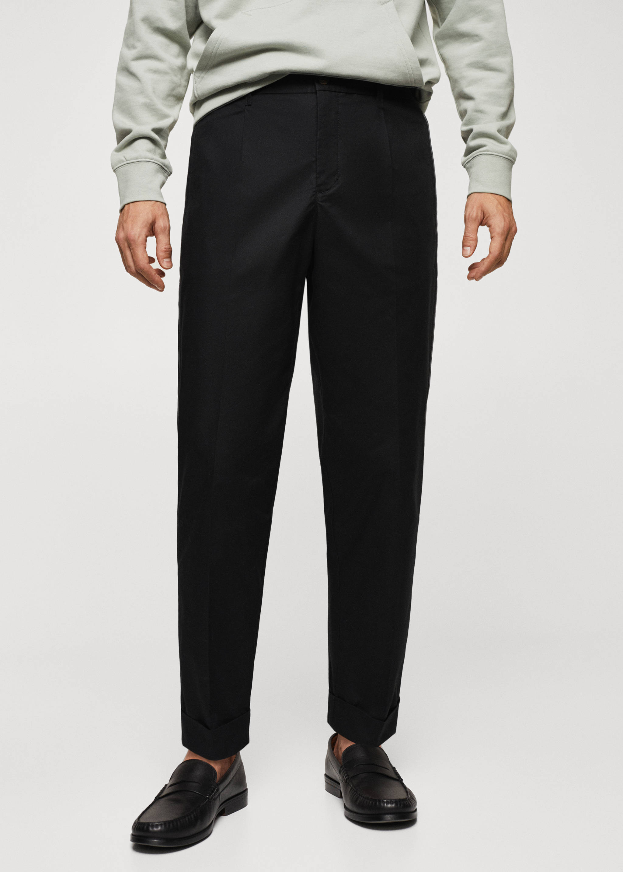 Cotton pleated trousers - Medium plane