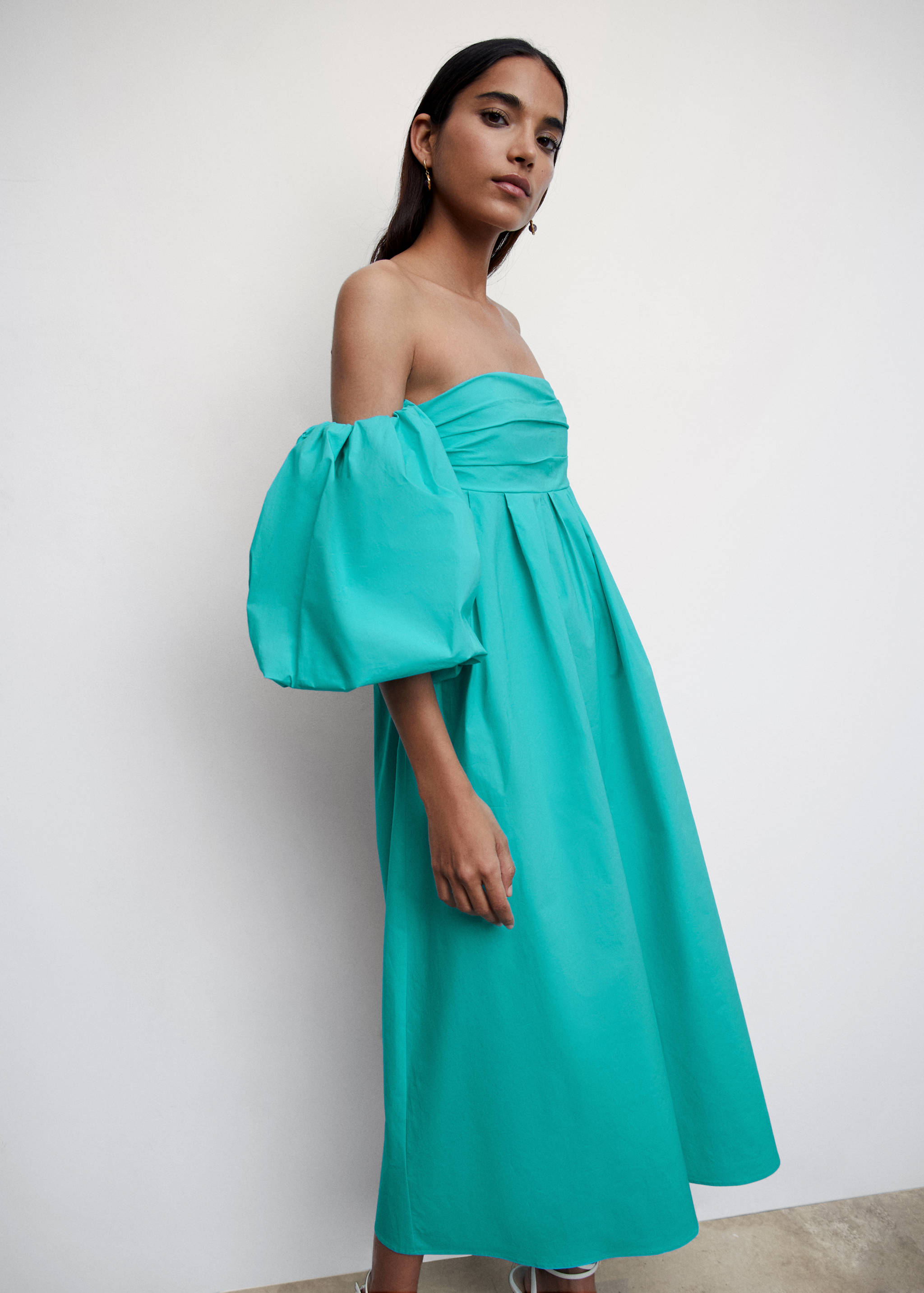 Vestido midi manga abullonada - Detalle del artículo 2