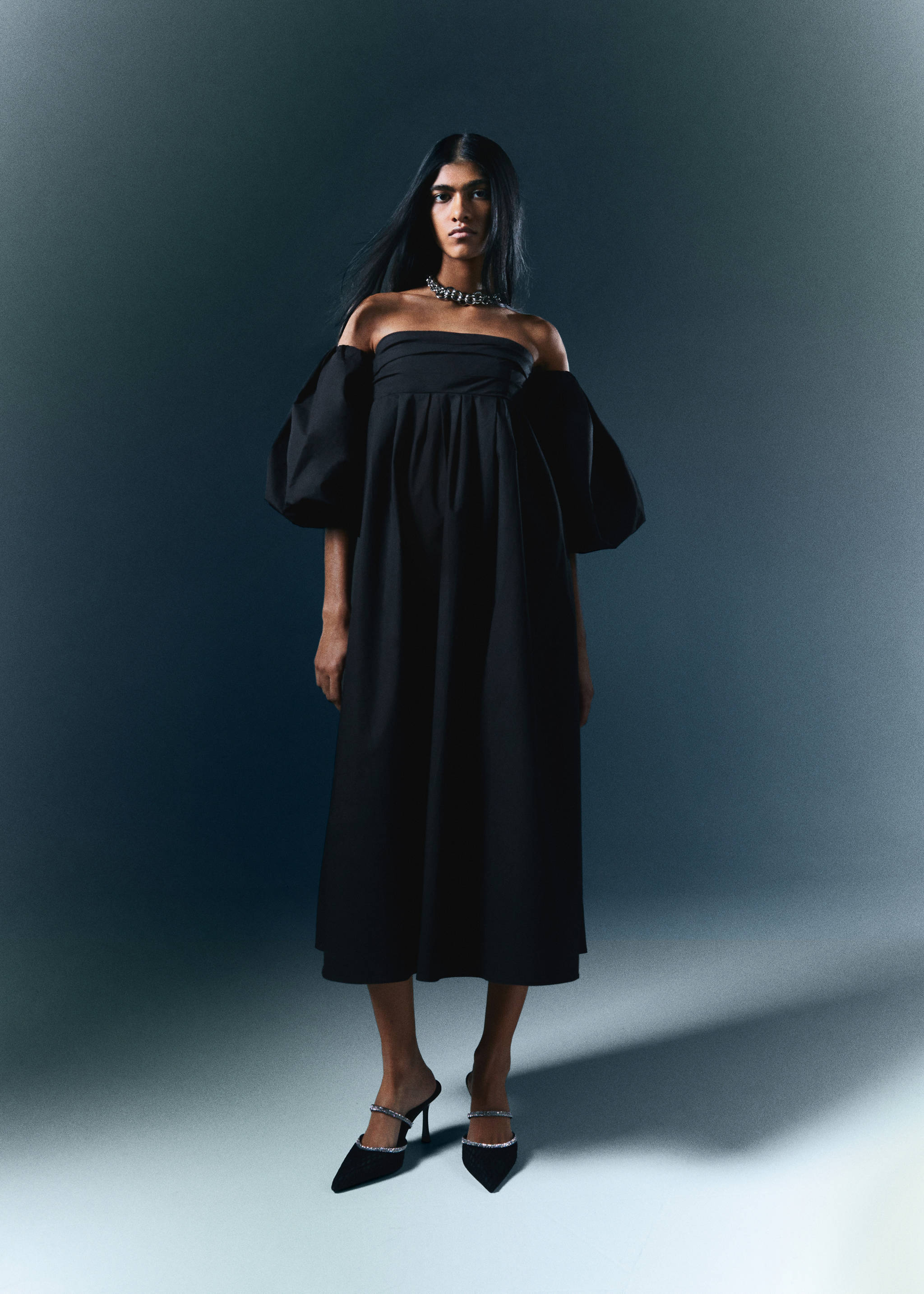 Vestido midi manga abullonada - Detalle del artículo 6