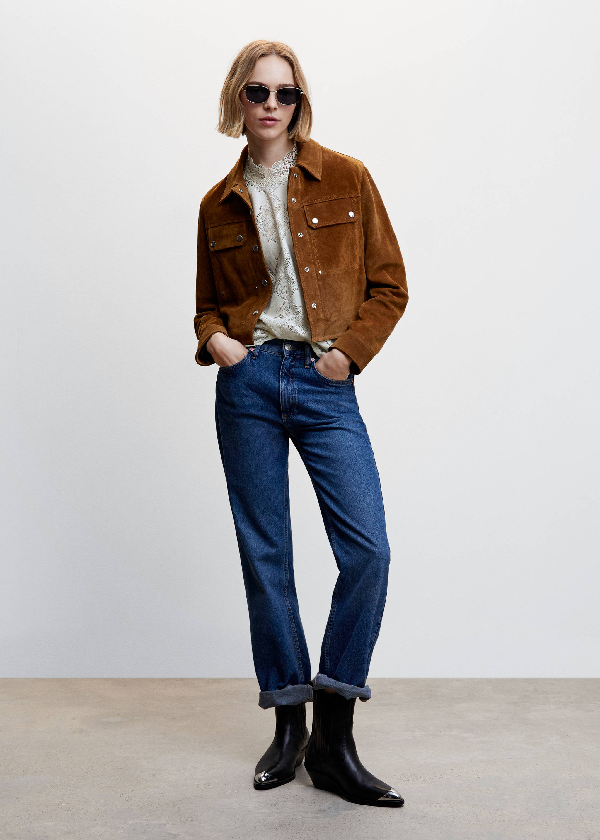 Puffed sleeves lace blouse - General plane