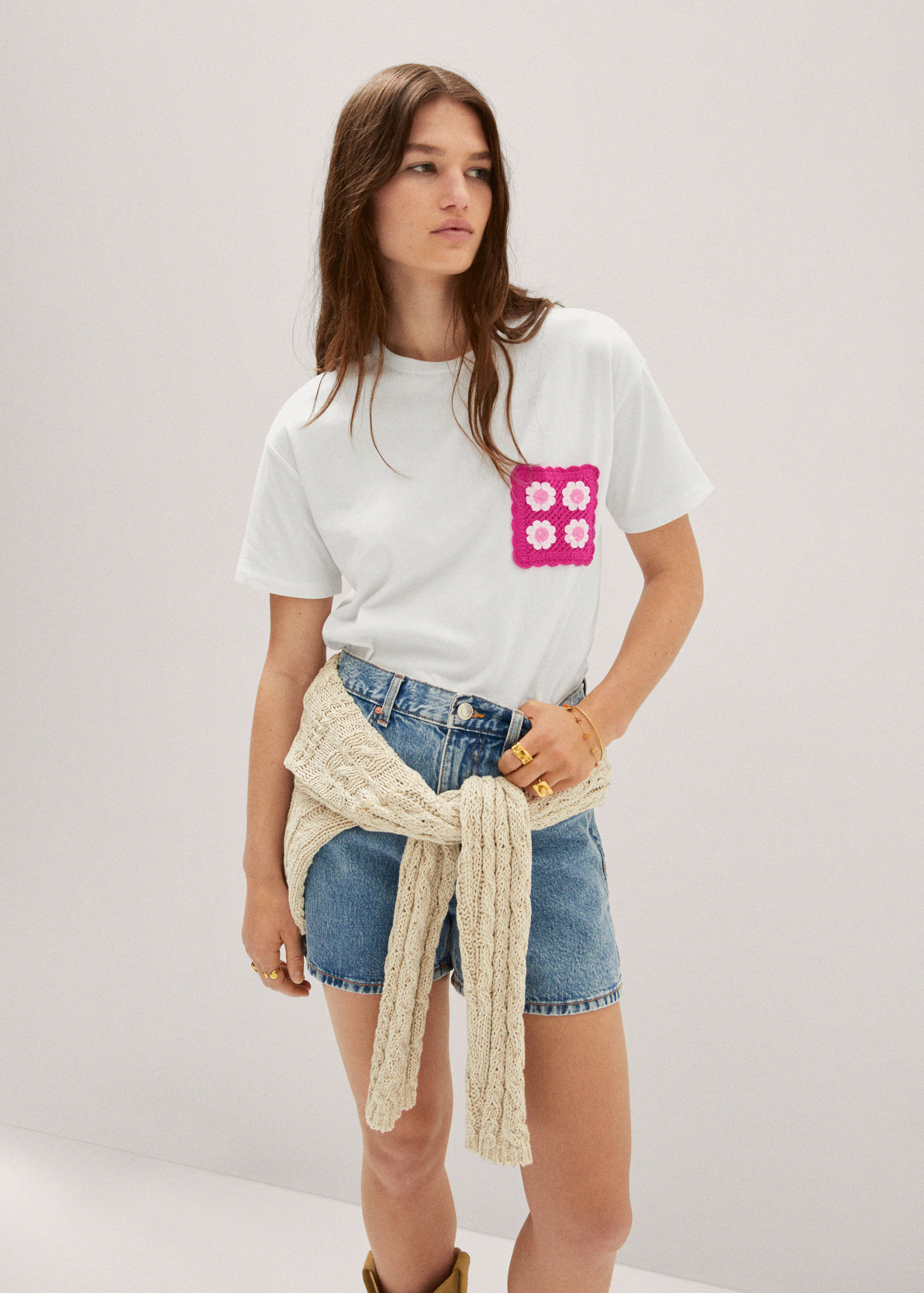 Crochet t-shirt with pocket - Medium plane