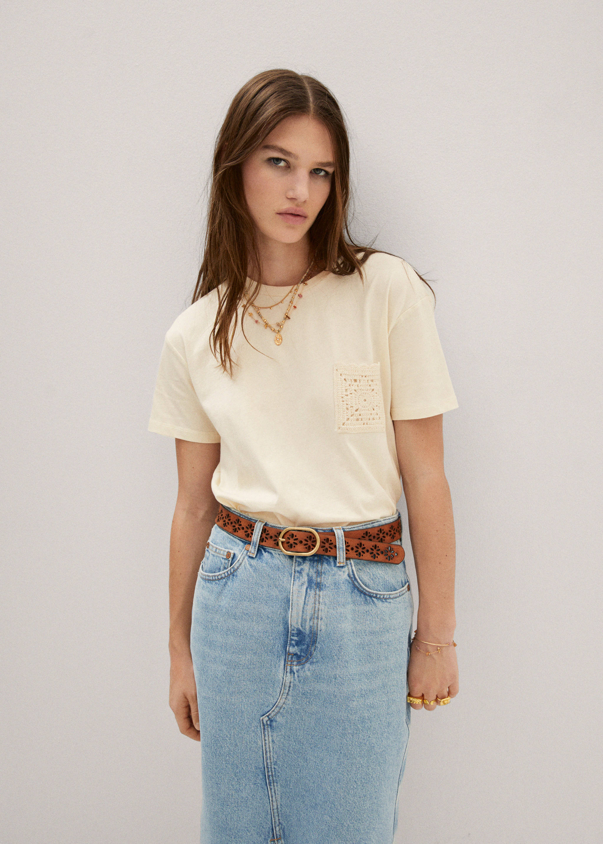 Crochet t-shirt with pocket - Medium plane