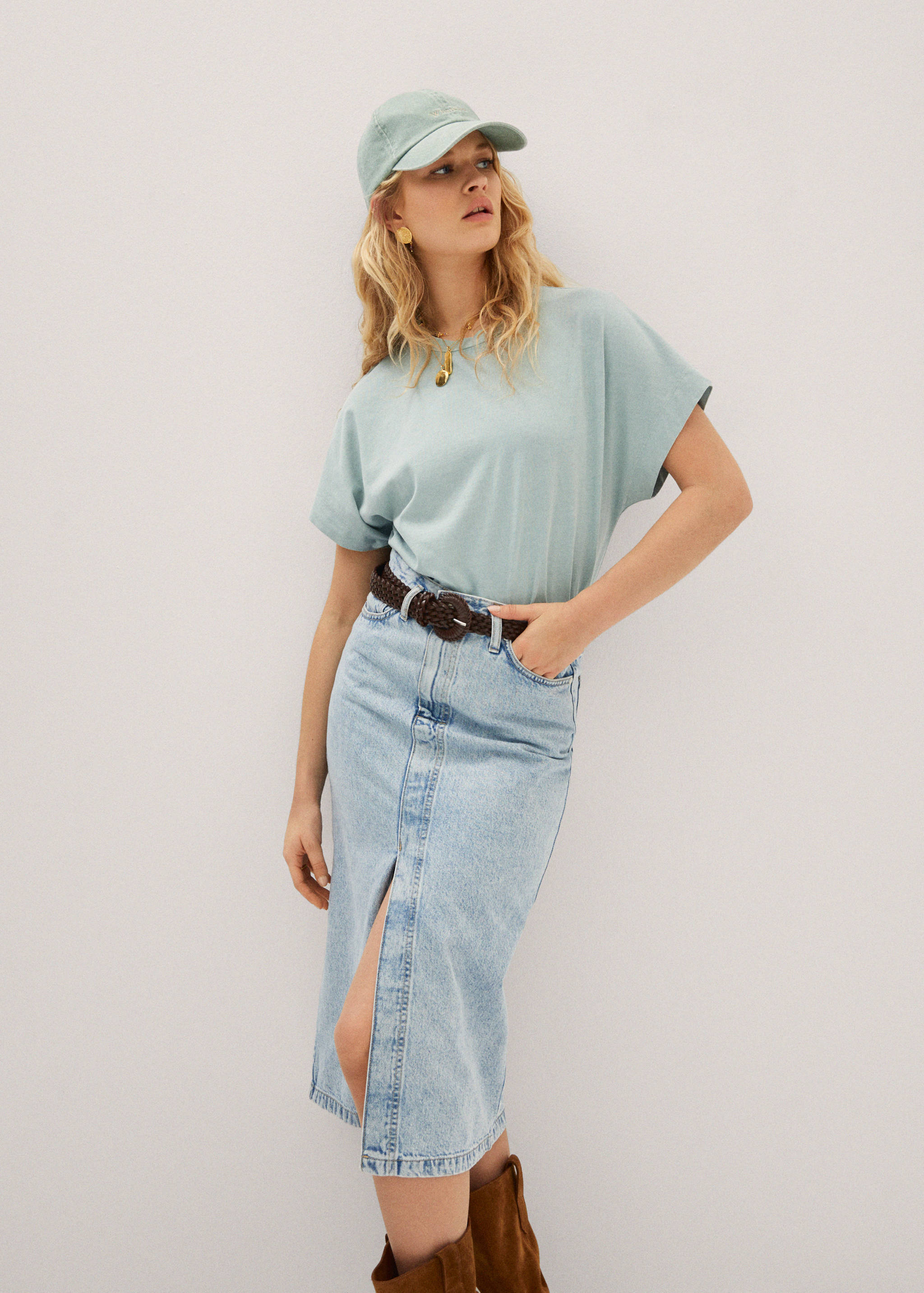 Camiseta algodón efecto lavado - Plano medio