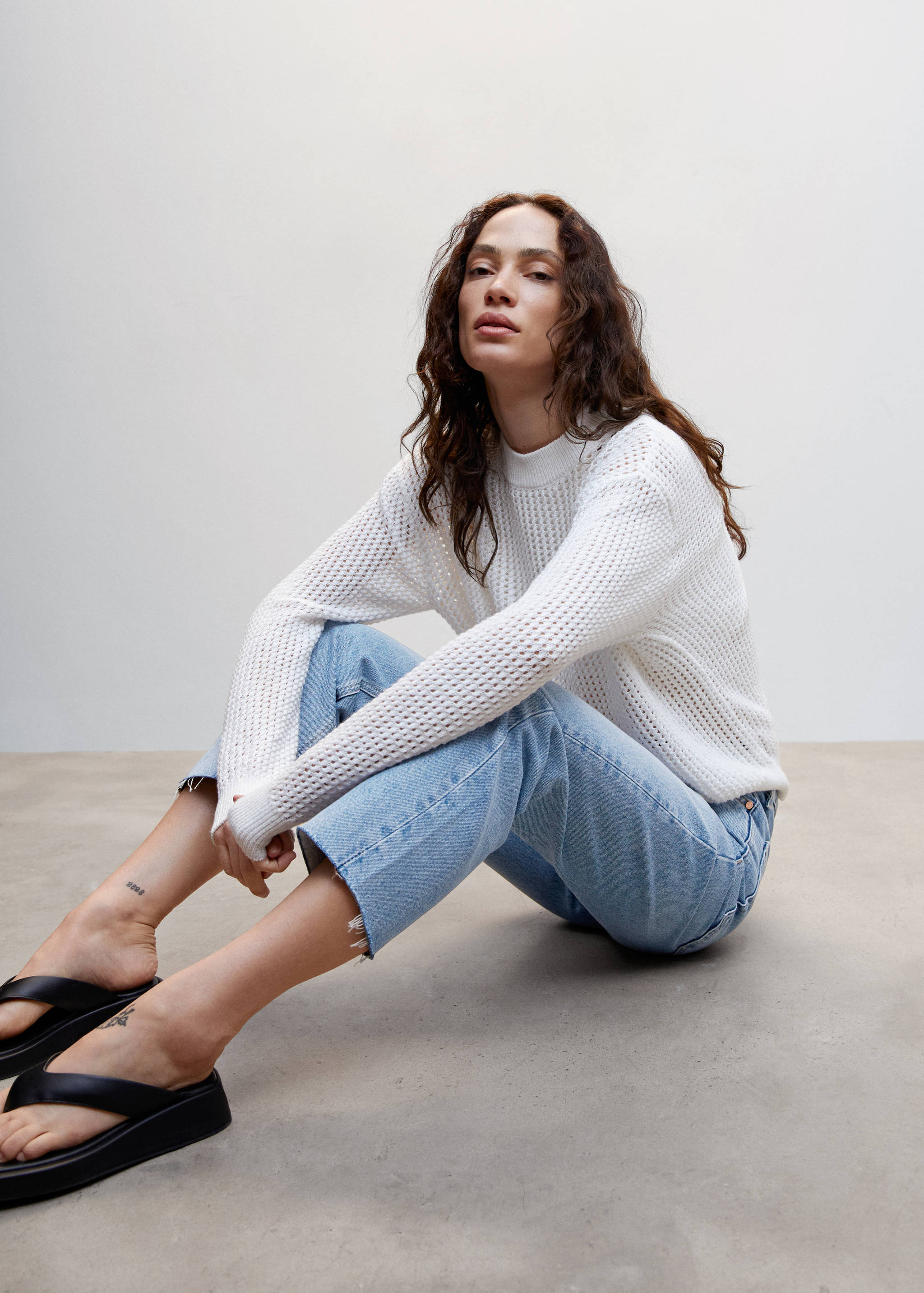 Frayed hem straight jeans - Details of the article 2