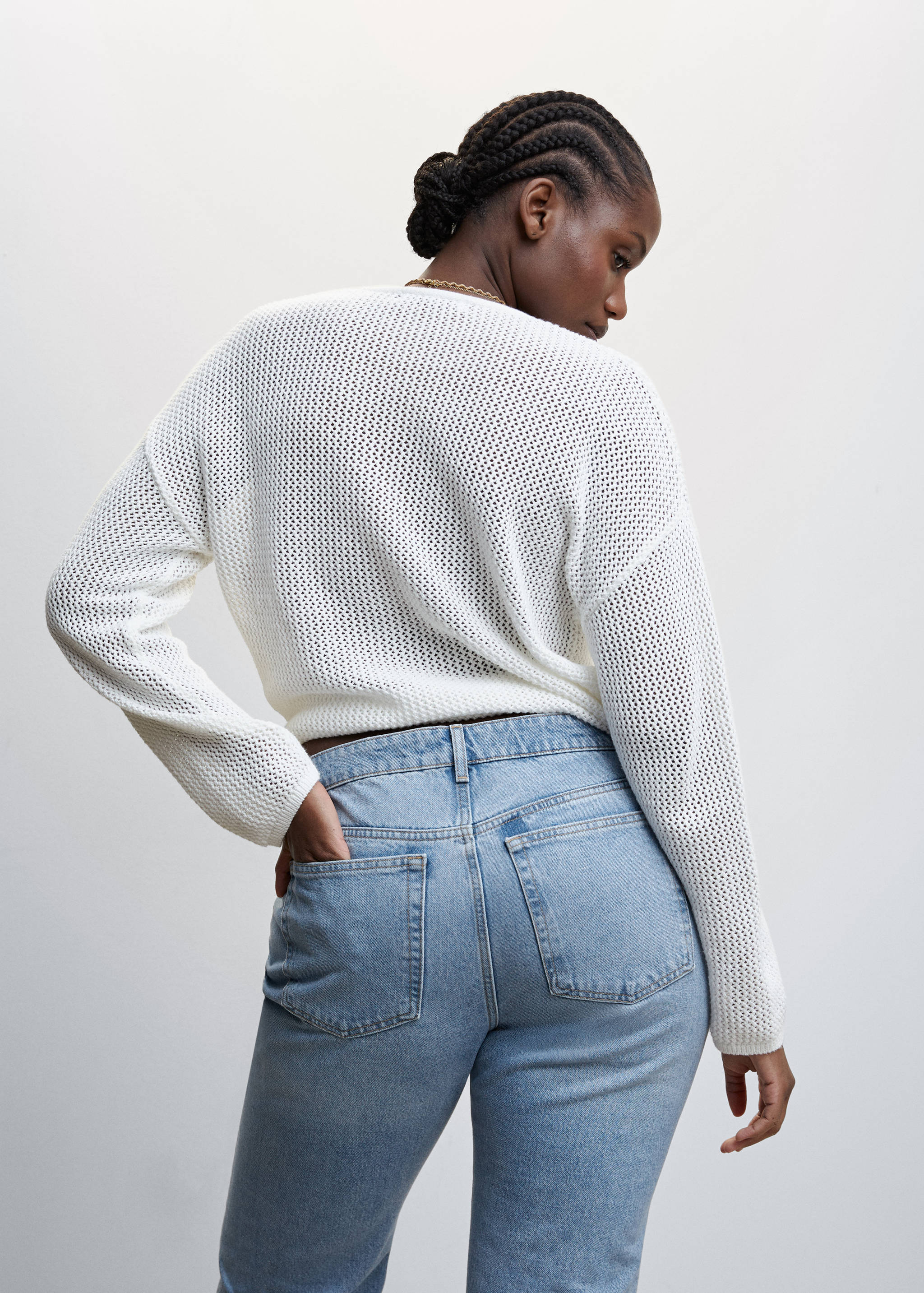 Frayed hem straight jeans - Details of the article 5