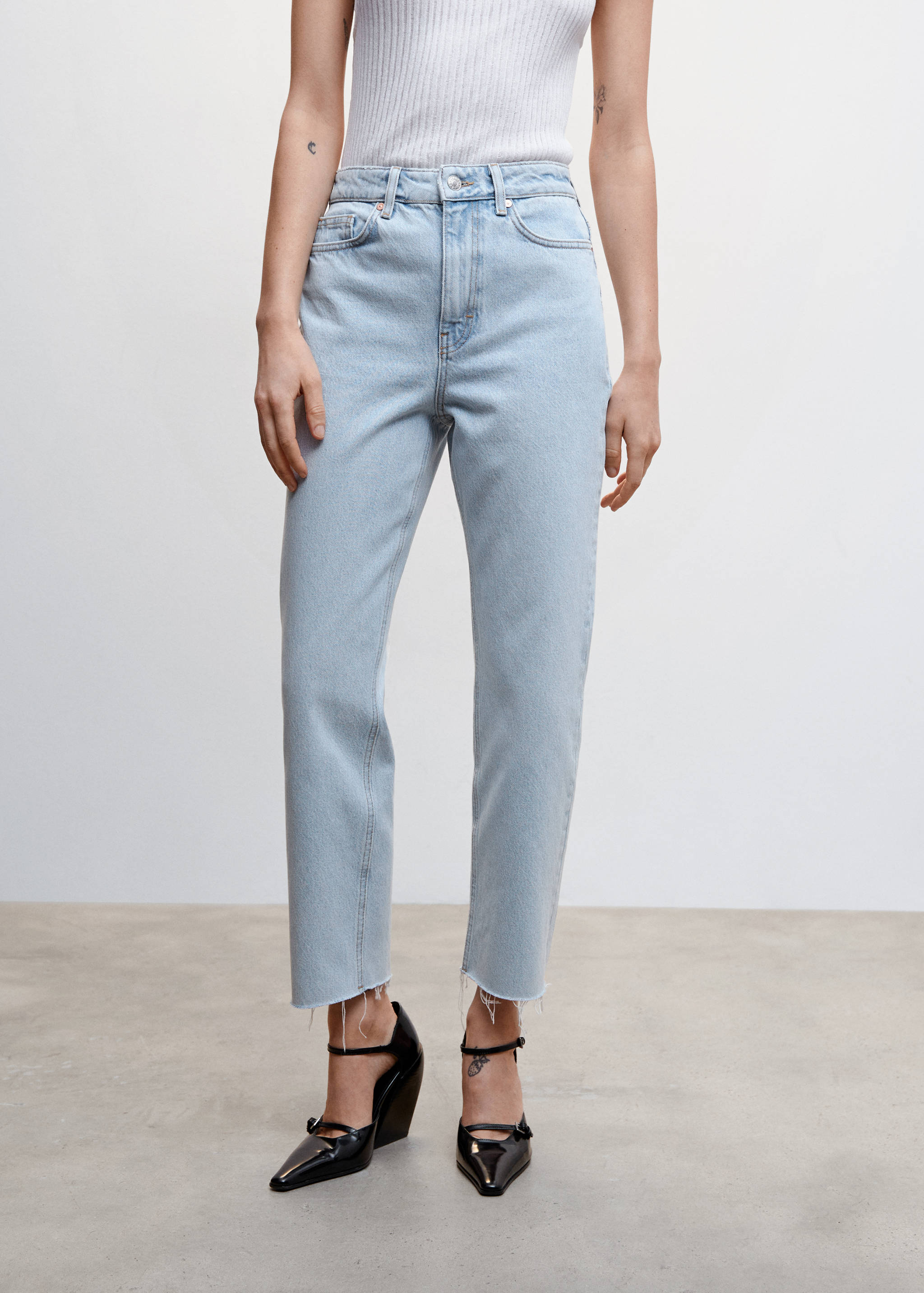 High waist straight jeans - Medium plane