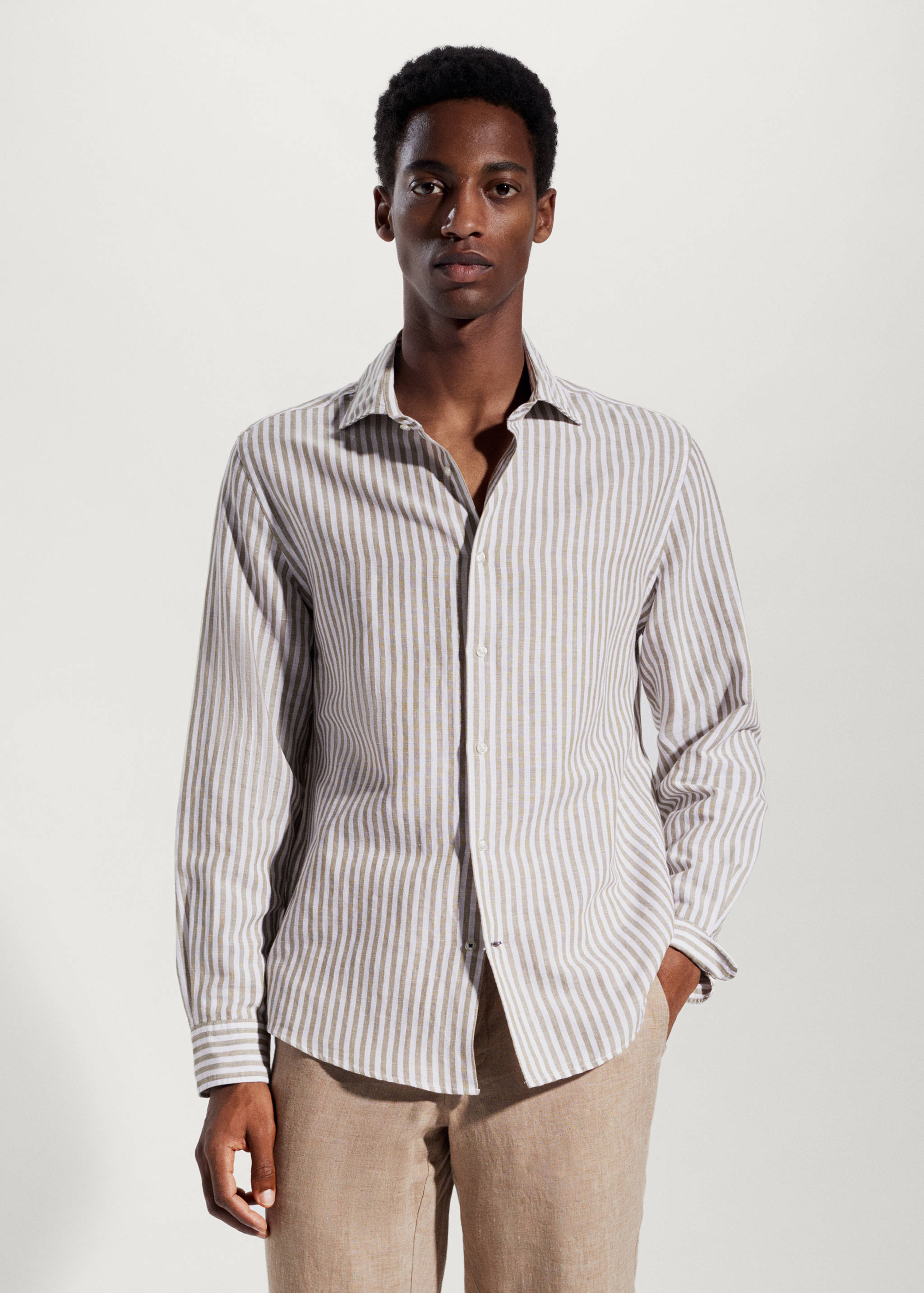 Slim fit striped linen shirt - Medium plane