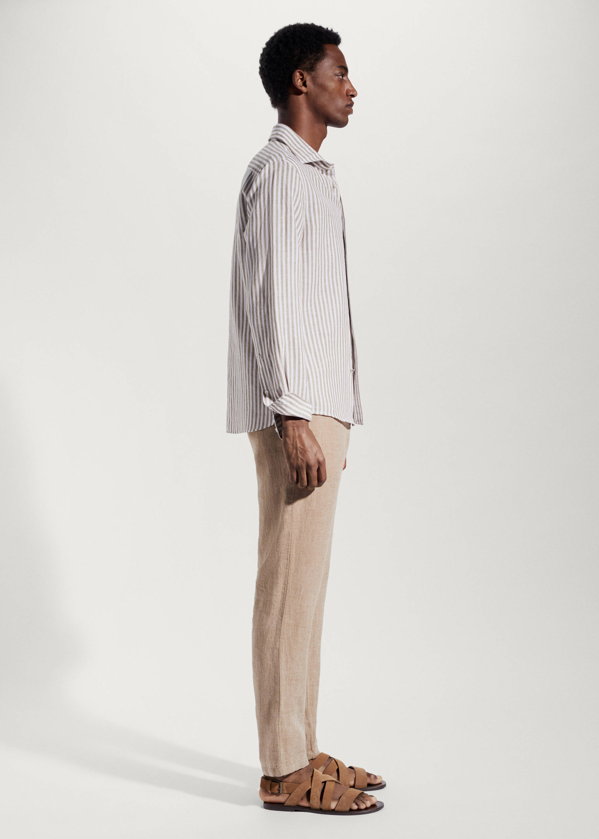Slim fit striped linen shirt - Details of the article 2