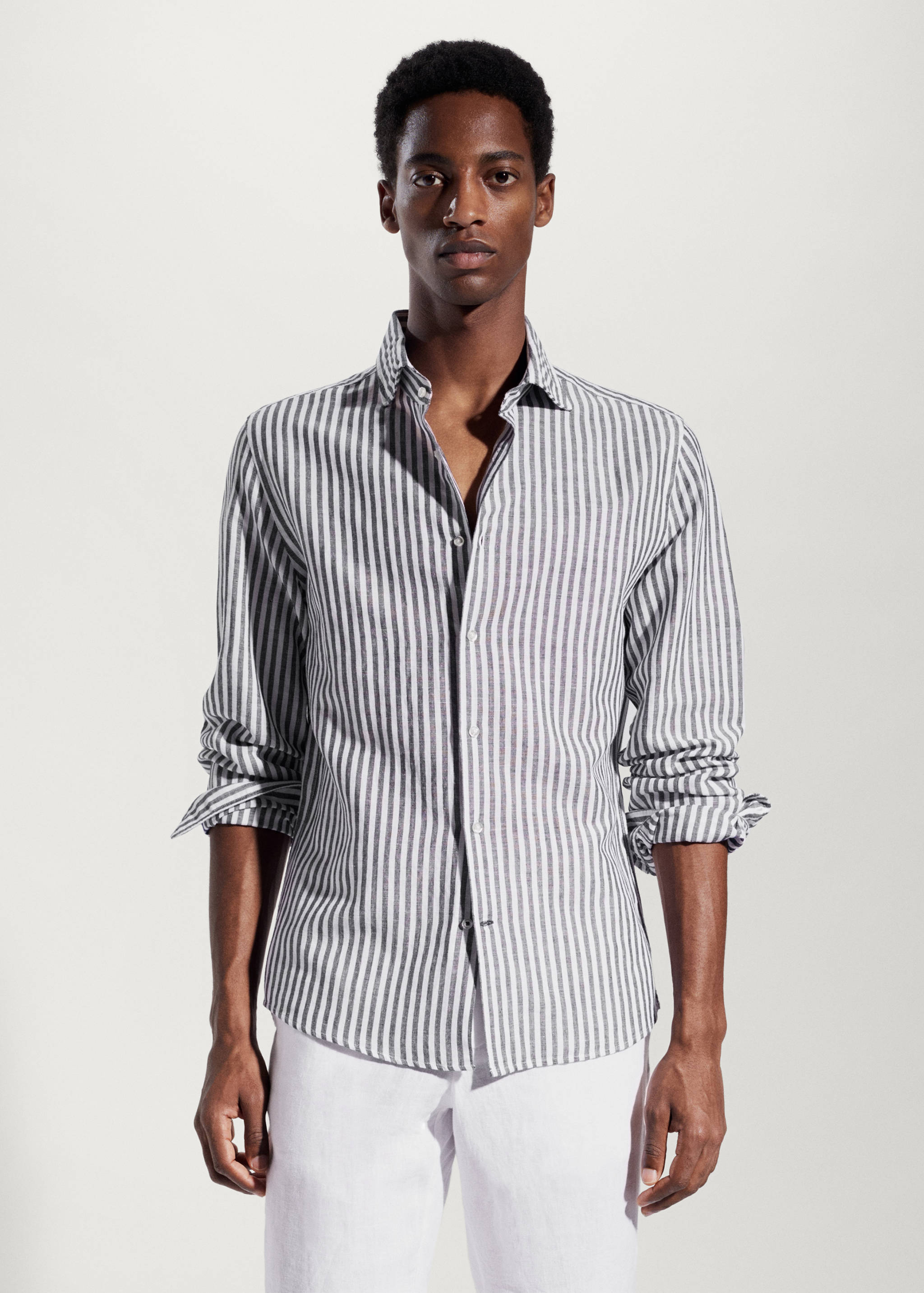 Slim fit striped linen shirt - Medium plane