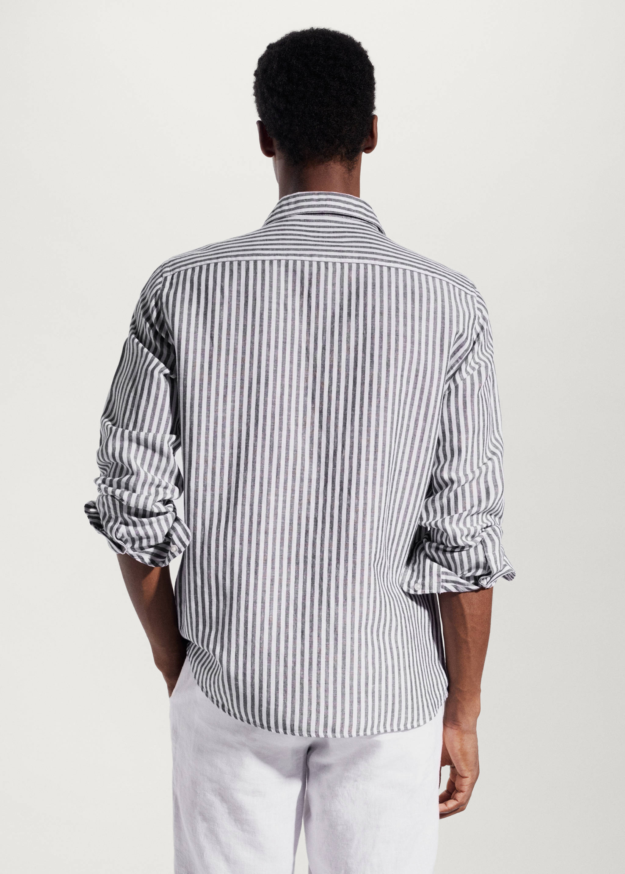 Slim fit striped linen shirt - Reverse of the article