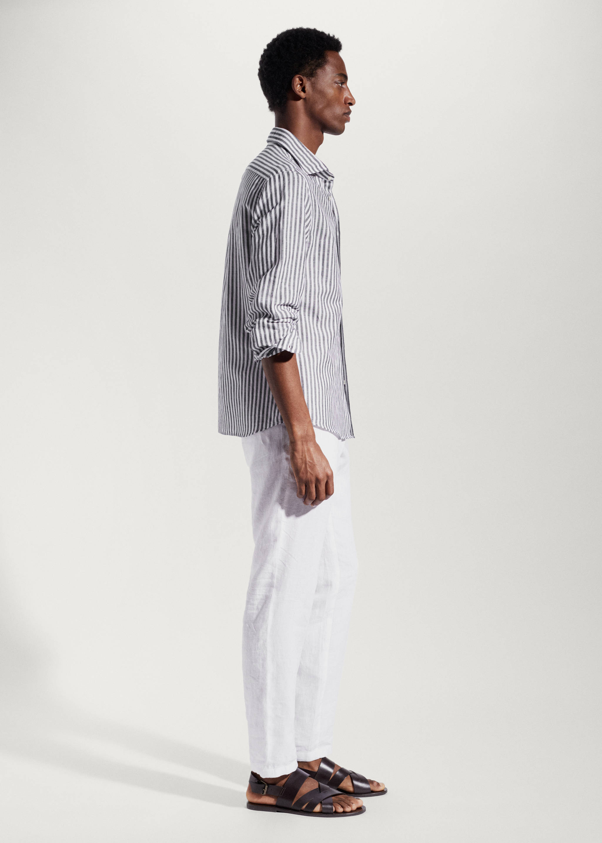 Slim fit striped linen shirt - Details of the article 2