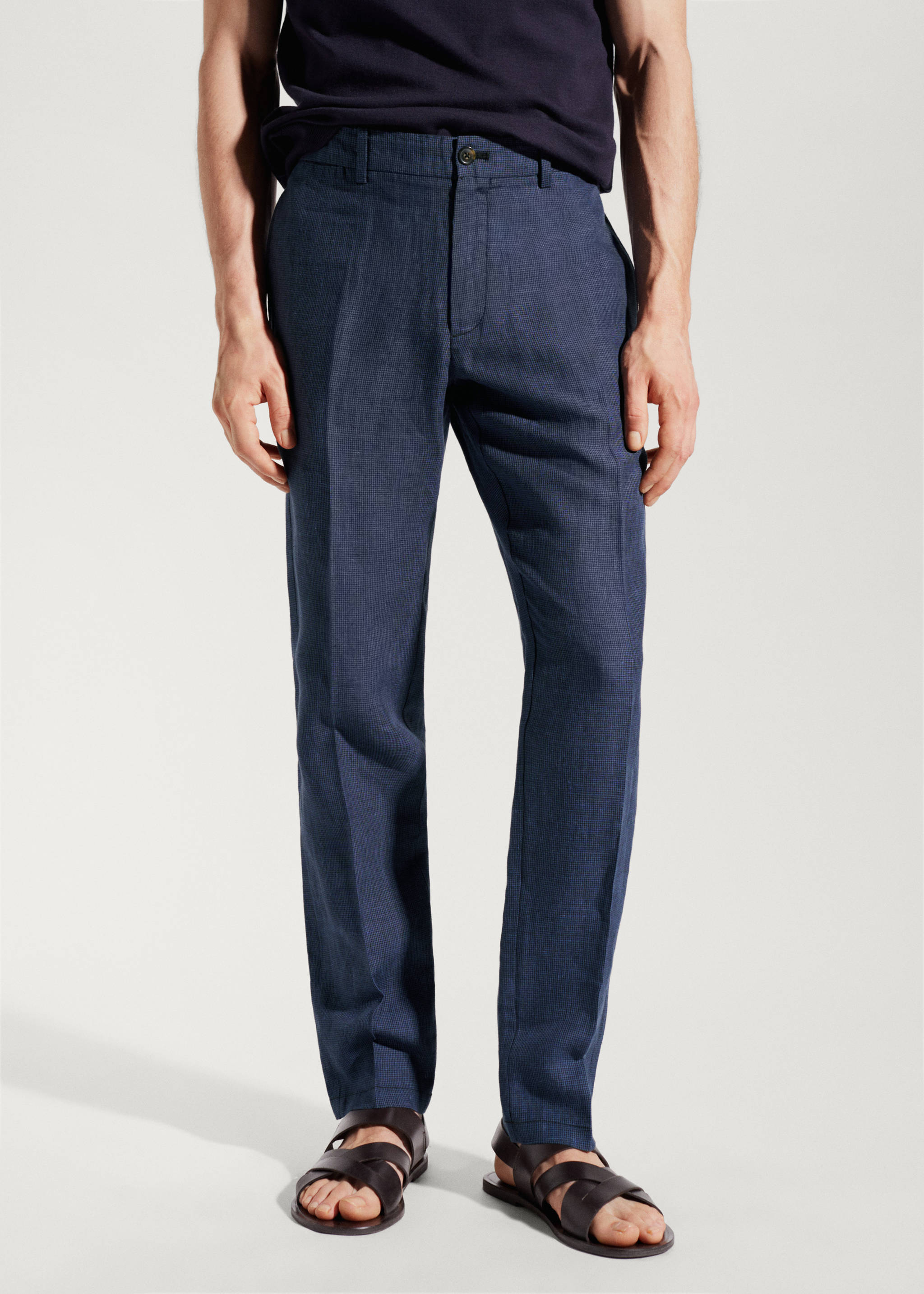 Slim-fit 100% linen trousers - Medium plane