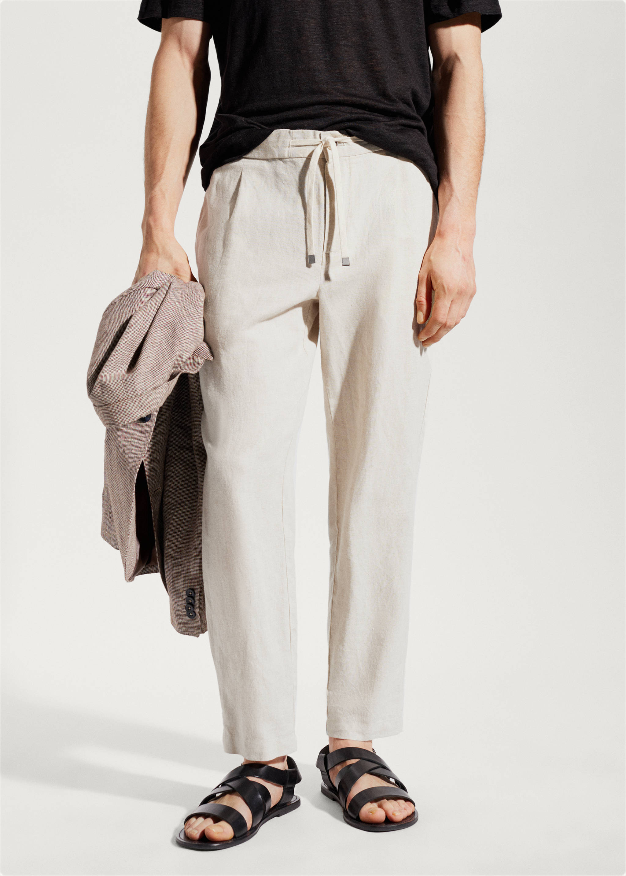 Slim fit linen trousers - Medium plane