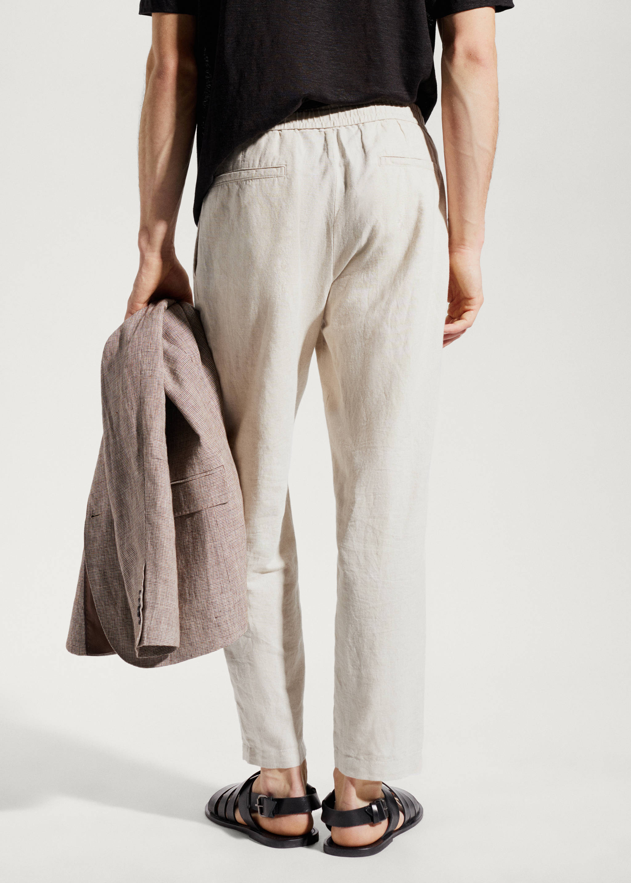 Slim fit linen trousers - Reverse of the article
