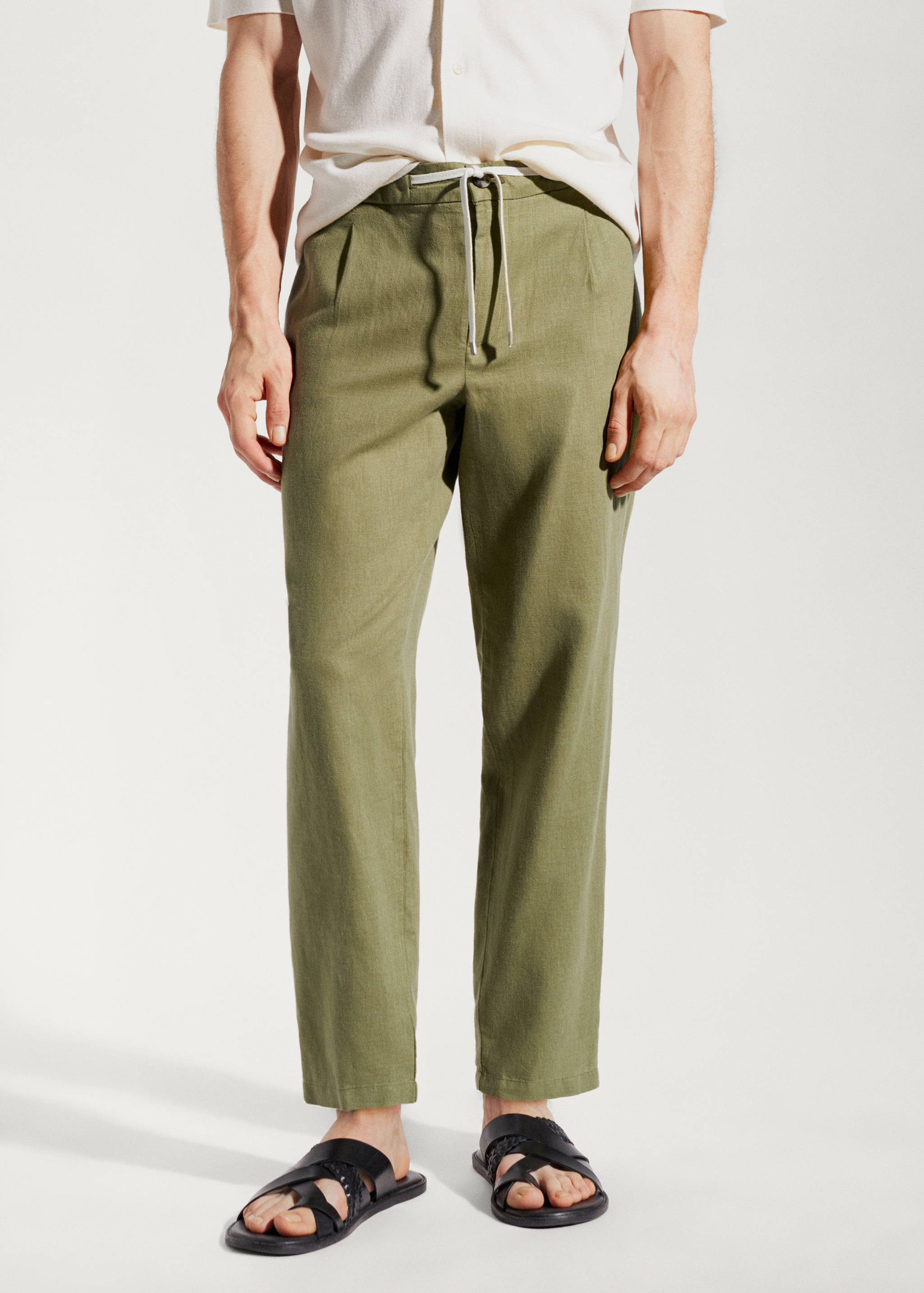 Slim fit linen trousers - Medium plane