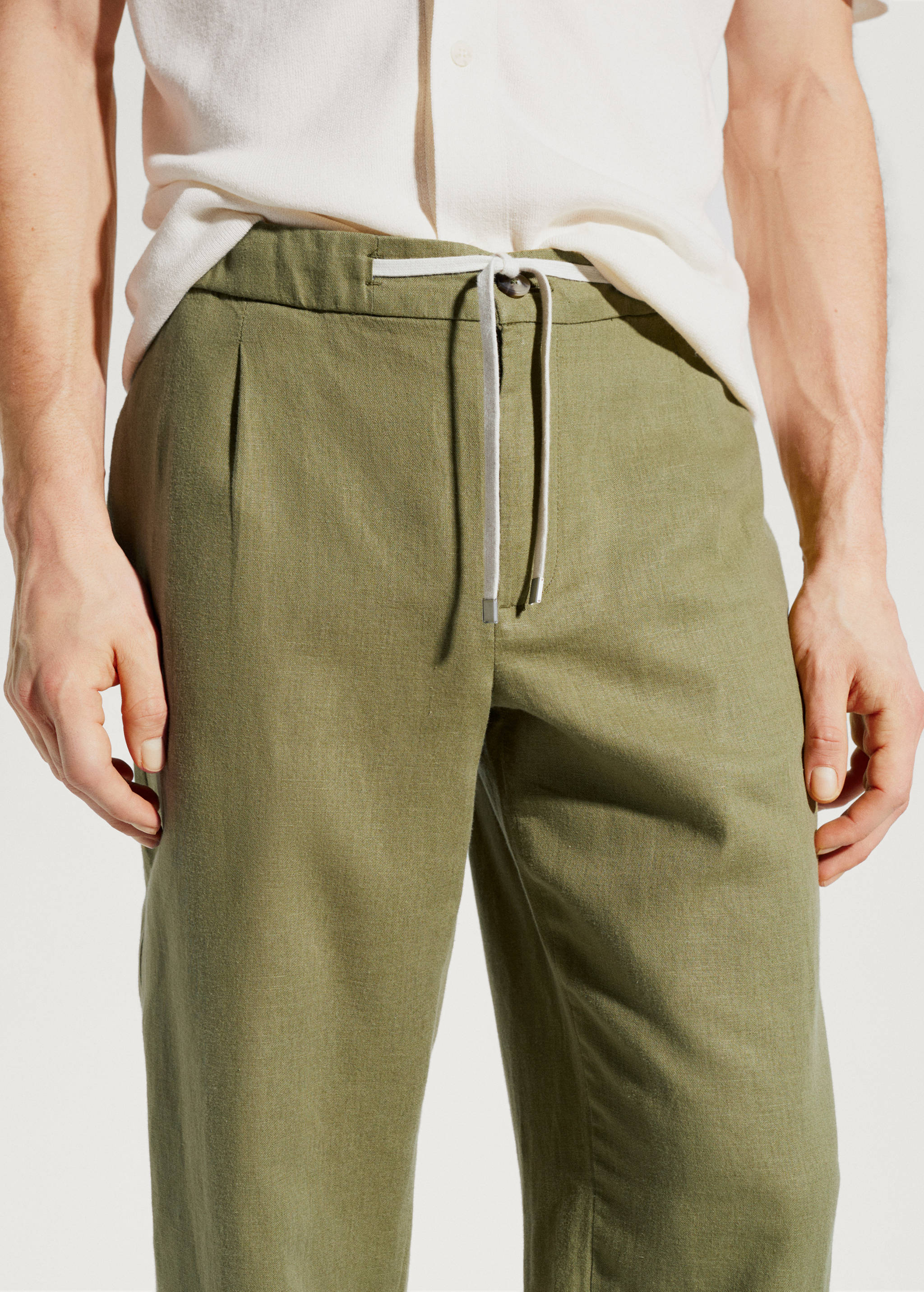 Slim fit linen trousers - Details of the article 1