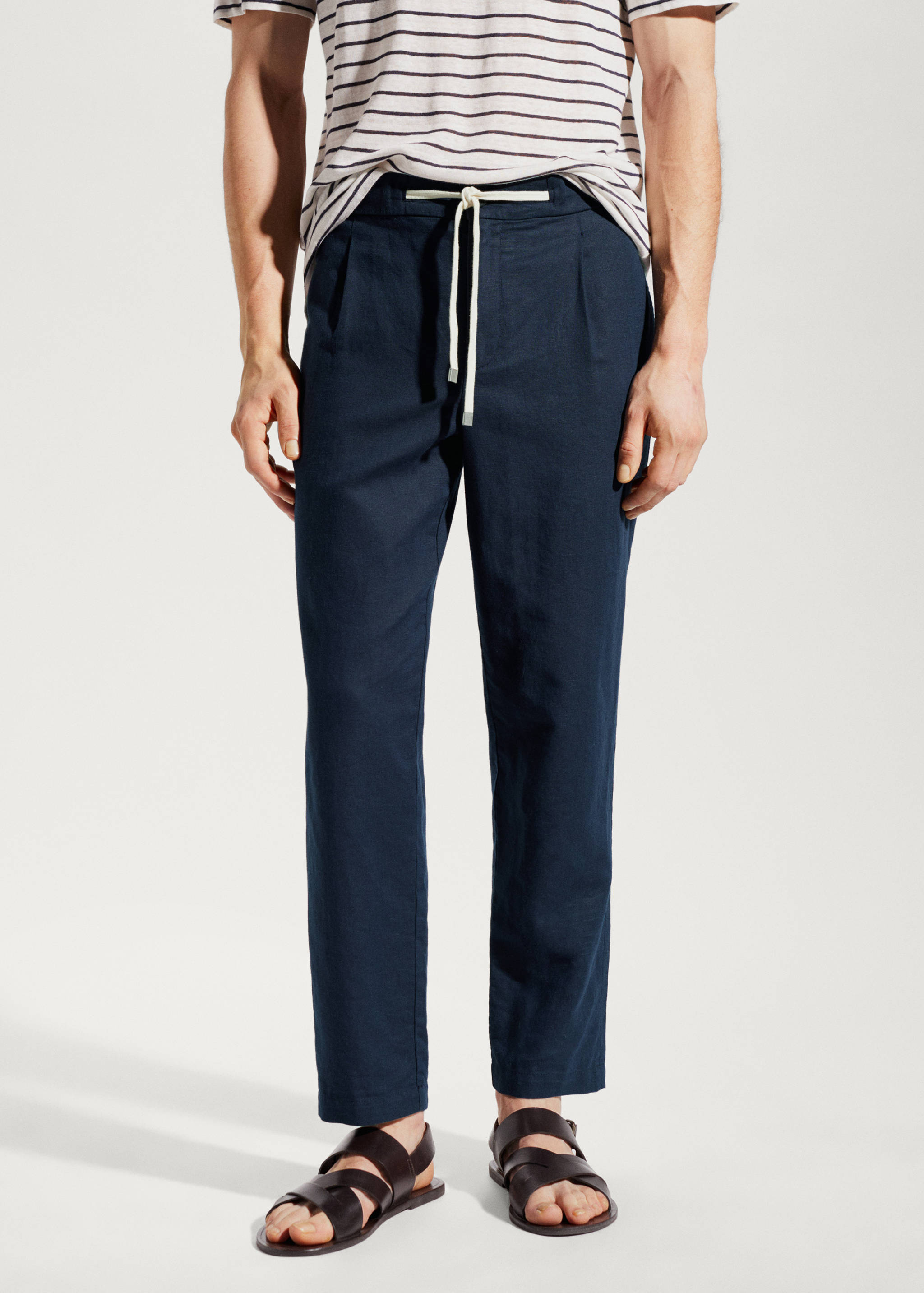 Slim fit linen trousers - Medium plane