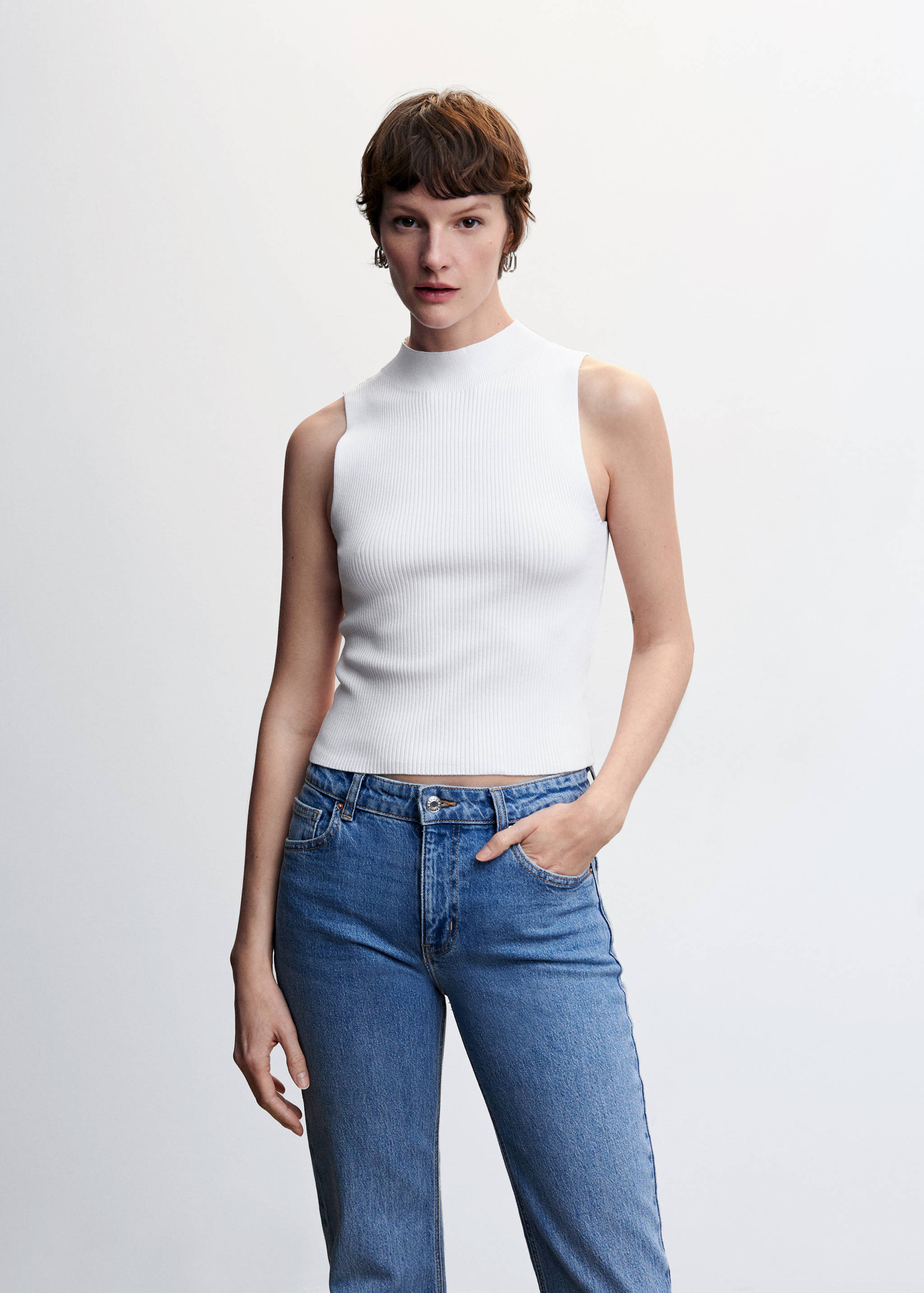 Perkins-neck ribbed top - Medium plane