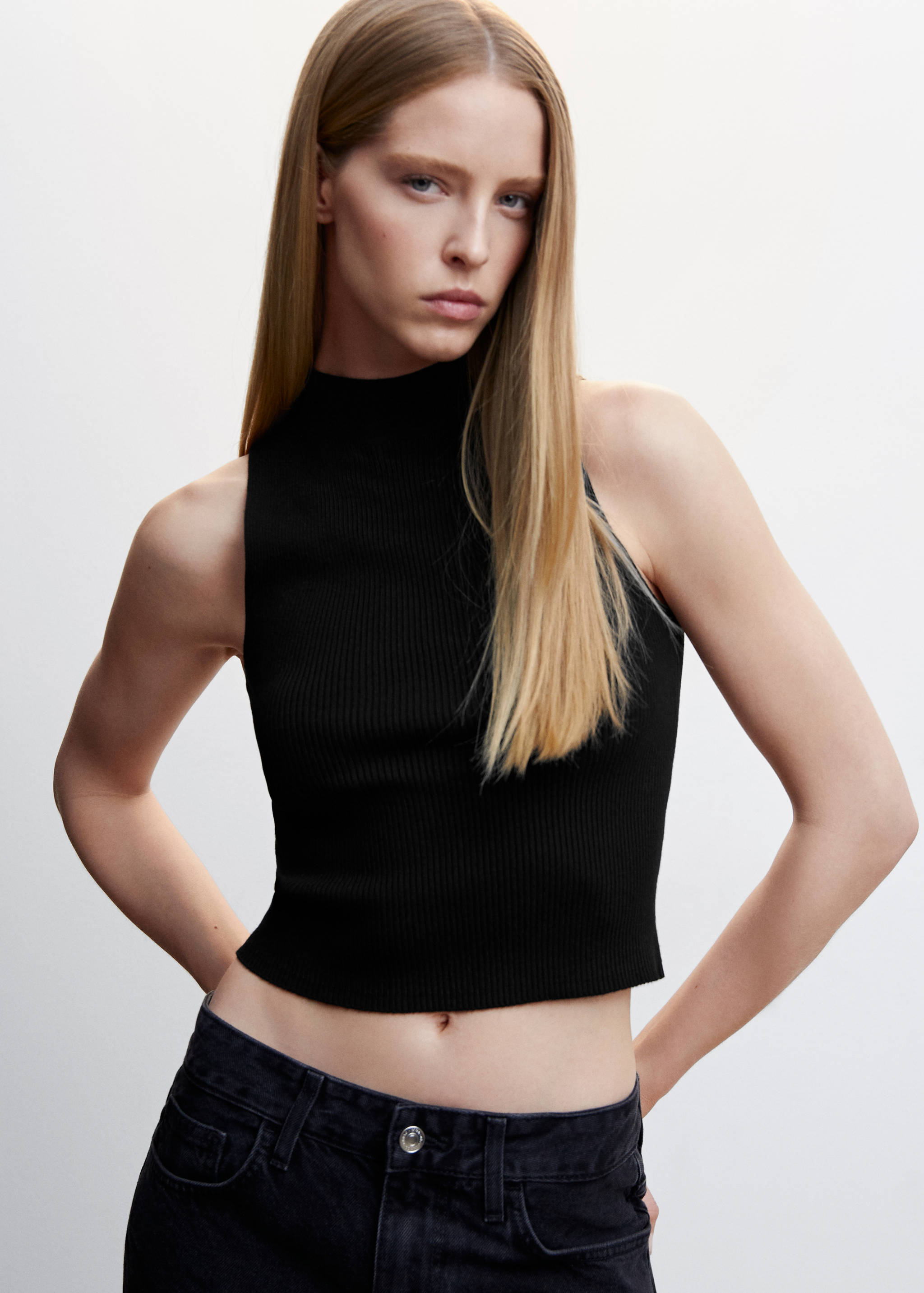 Perkins-neck ribbed top - Medium plane