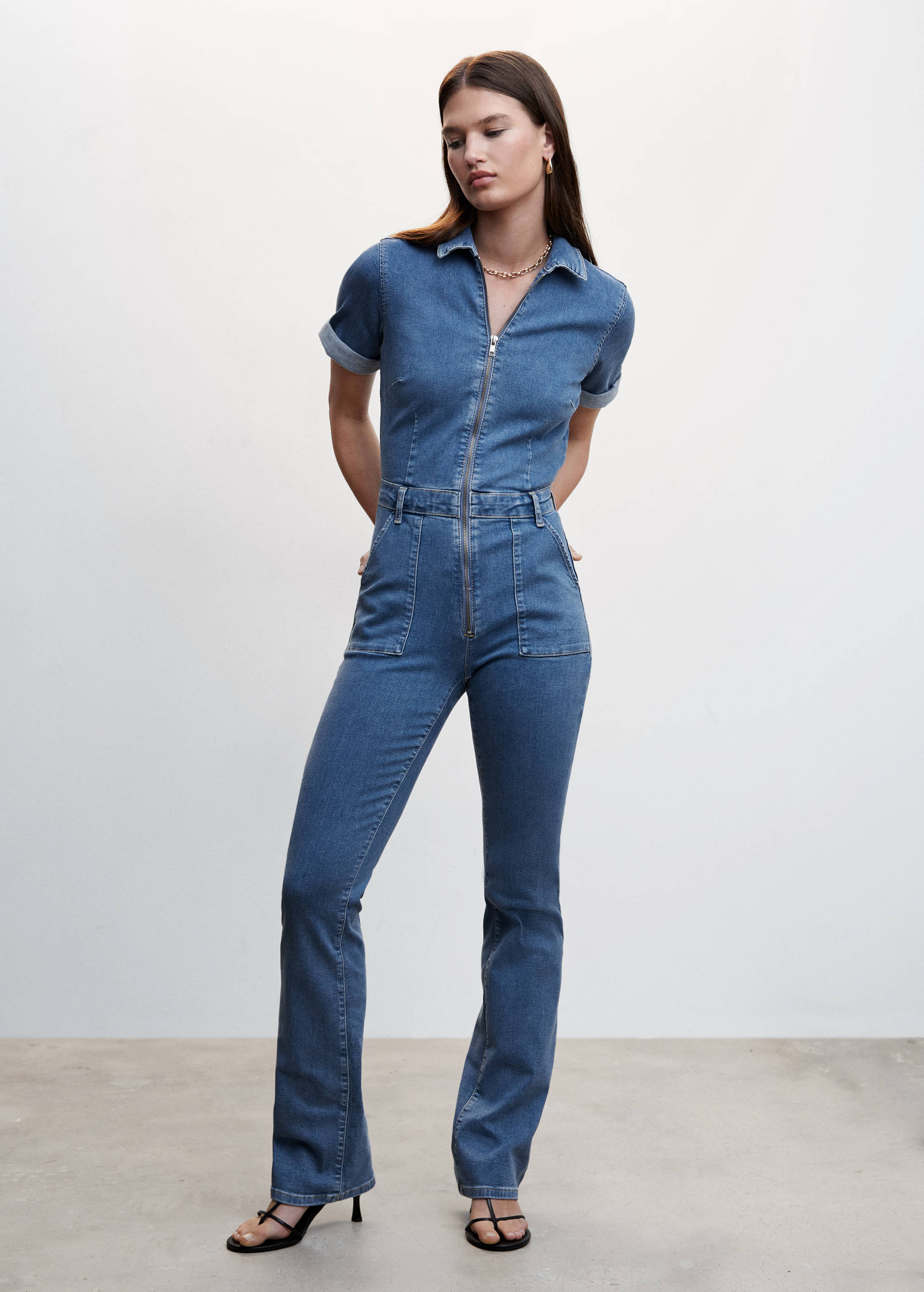 Denim zipper jumpsuit - General plane