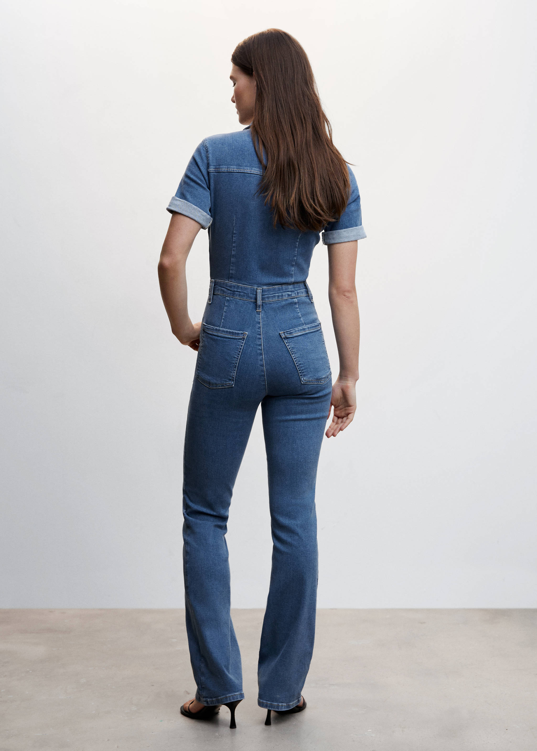 Denim zipper jumpsuit - Reverse of the article