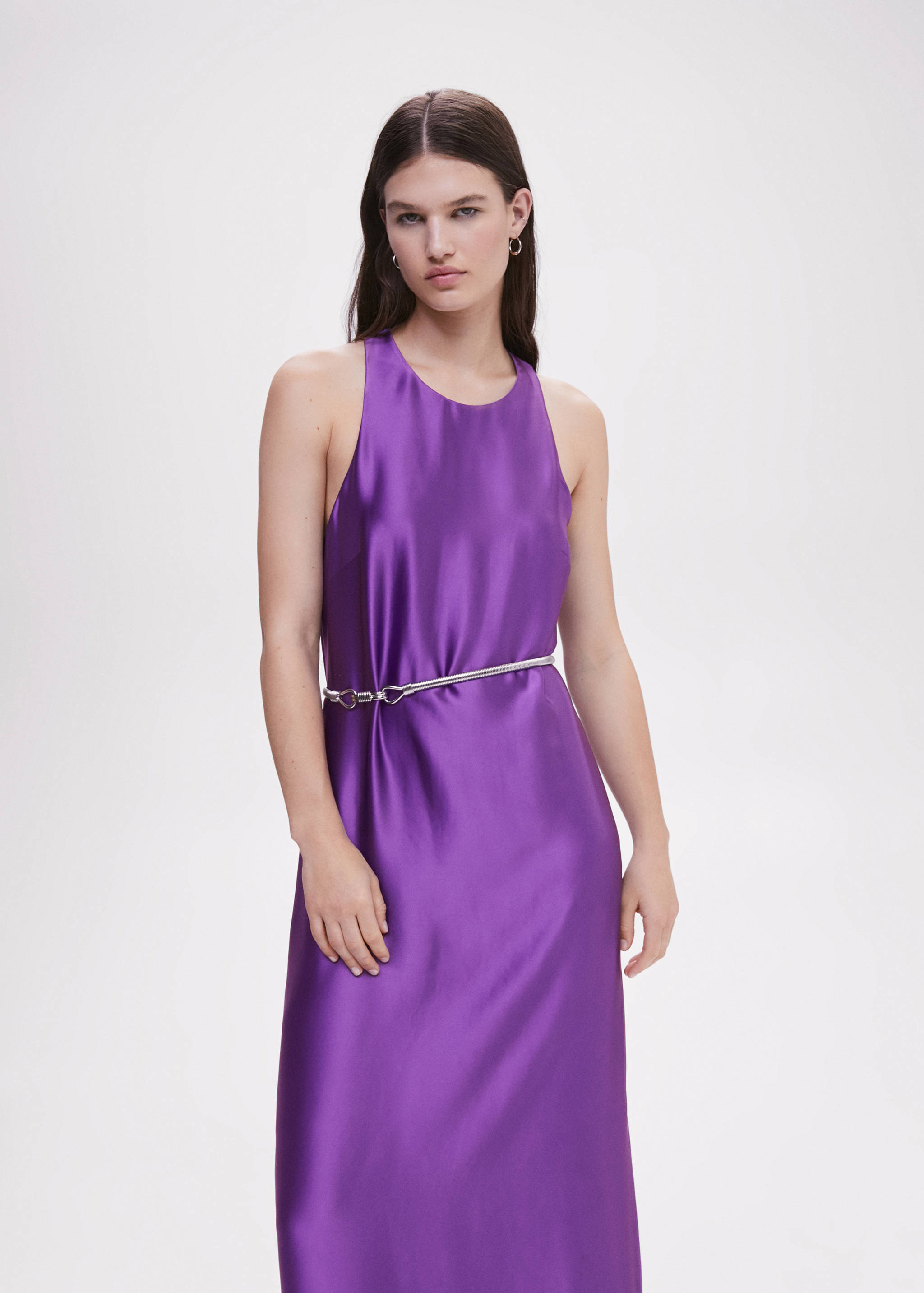 Satin cross-back dress - Medium plane