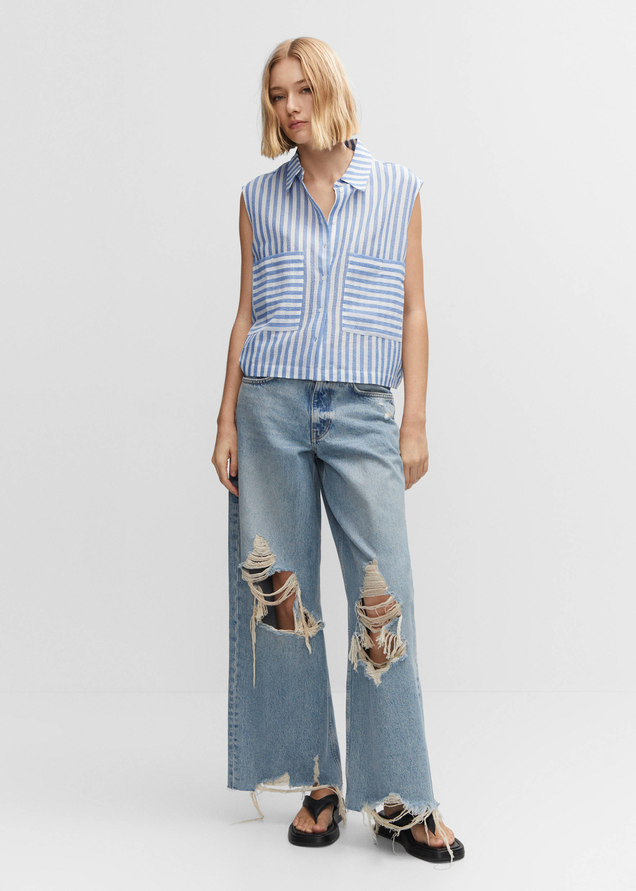 Рубашка без рукавов с принтом - Общий план