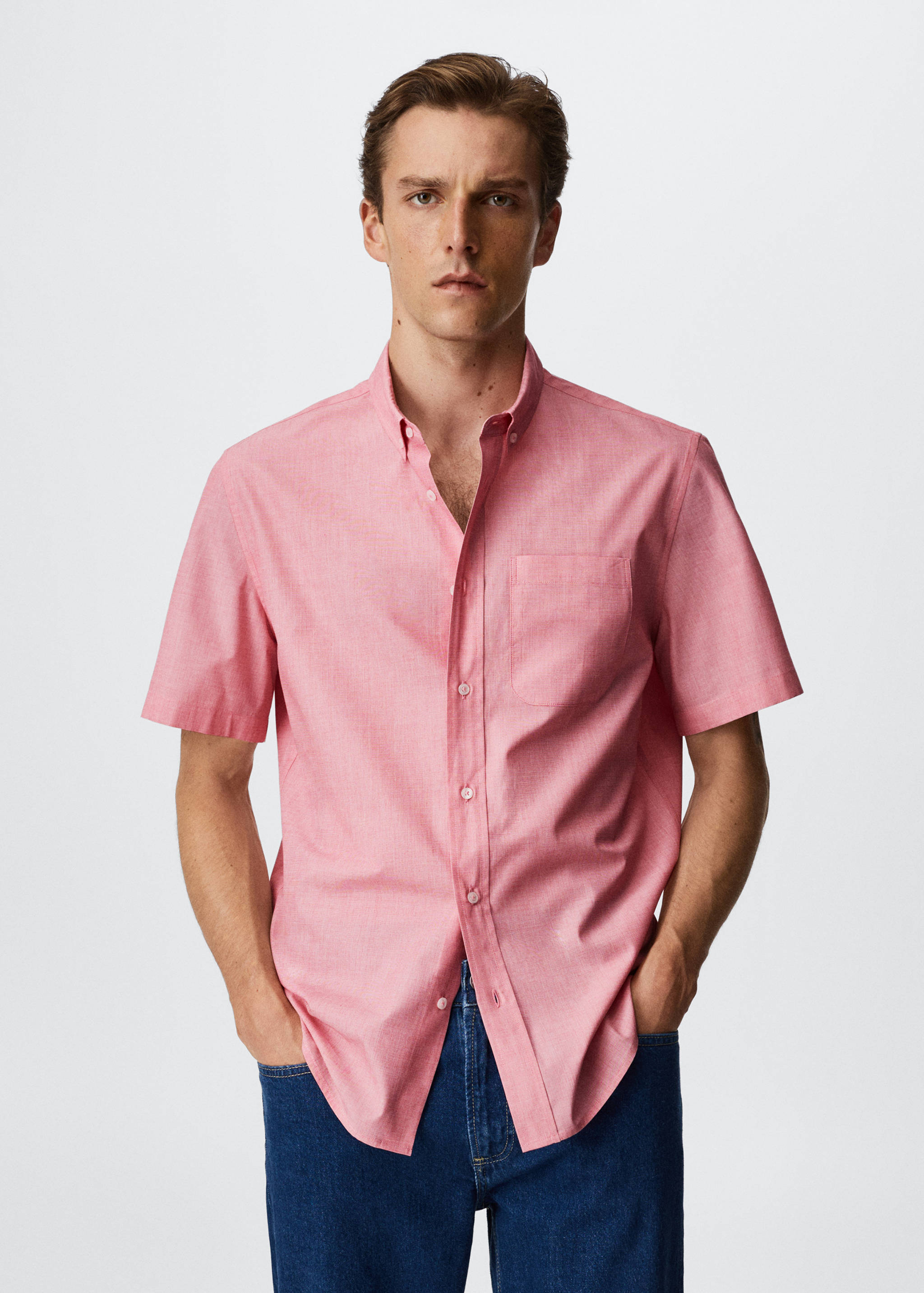 Chemise coton manches courtes - Plan moyen