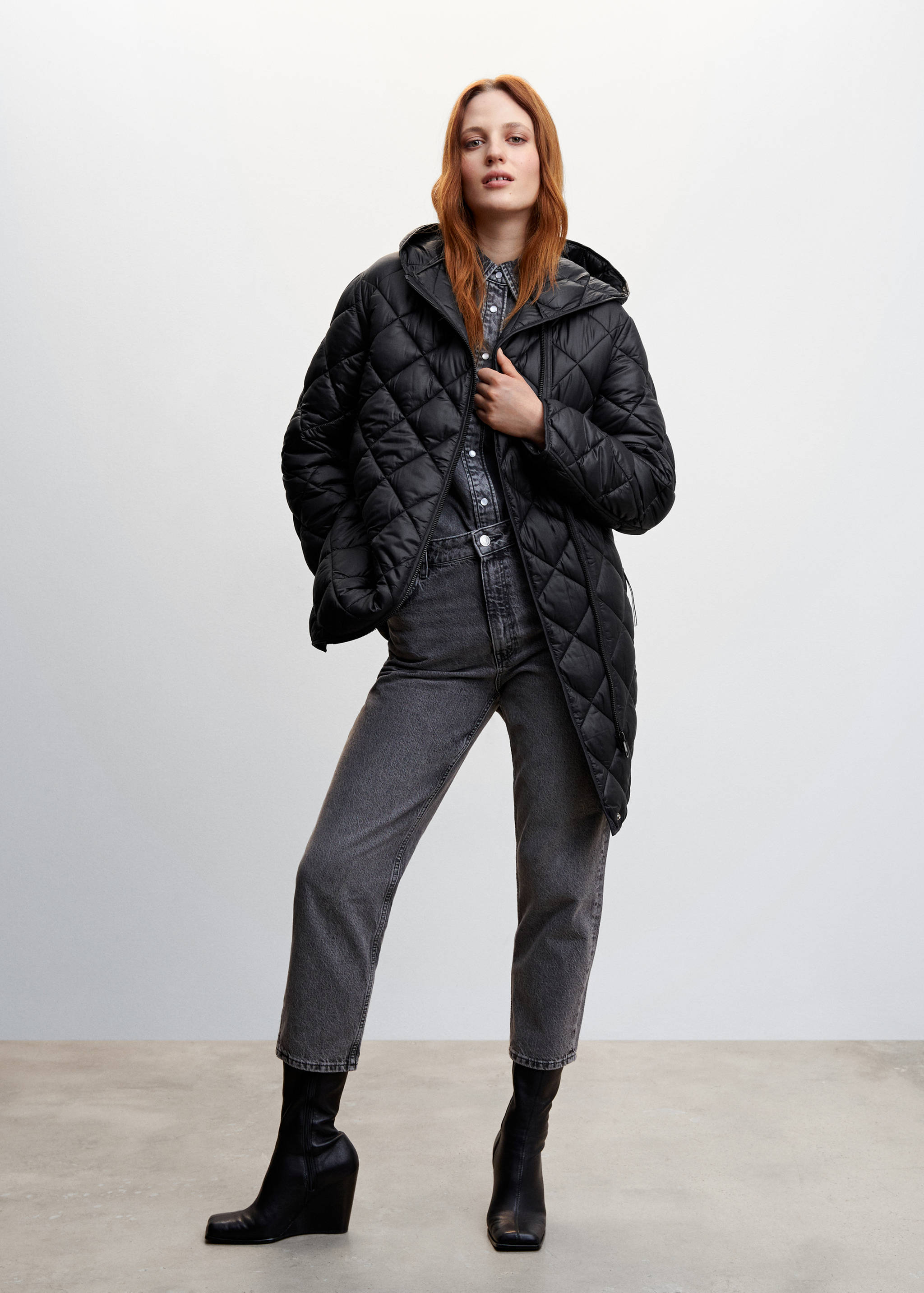 Hood quilted coat - General plane