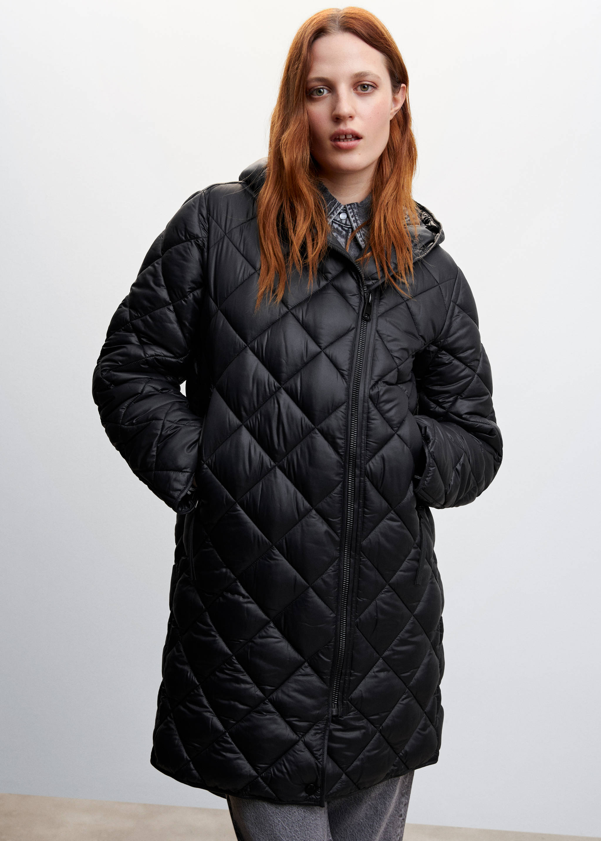 Hood quilted coat - Medium plane