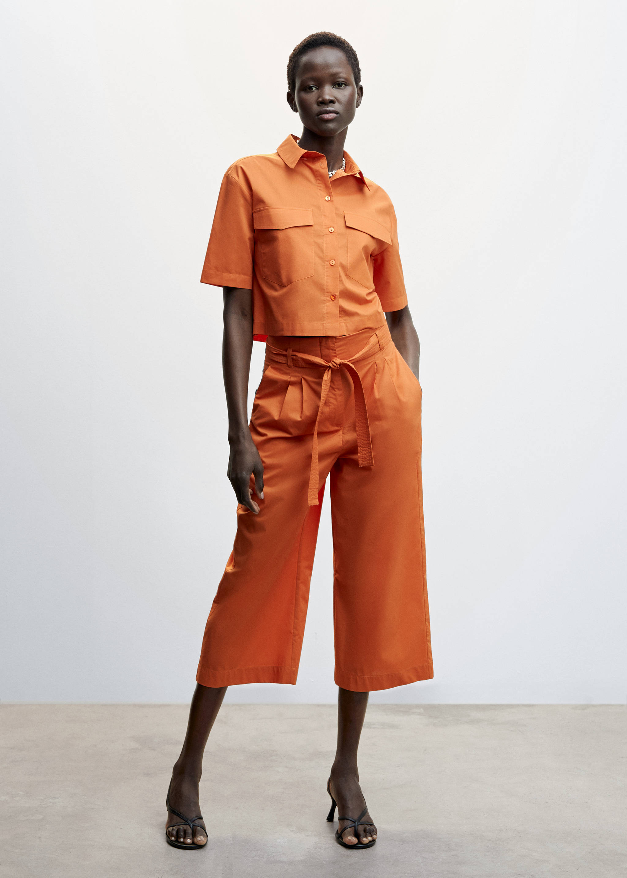 Pleated culottes trousers - General plane