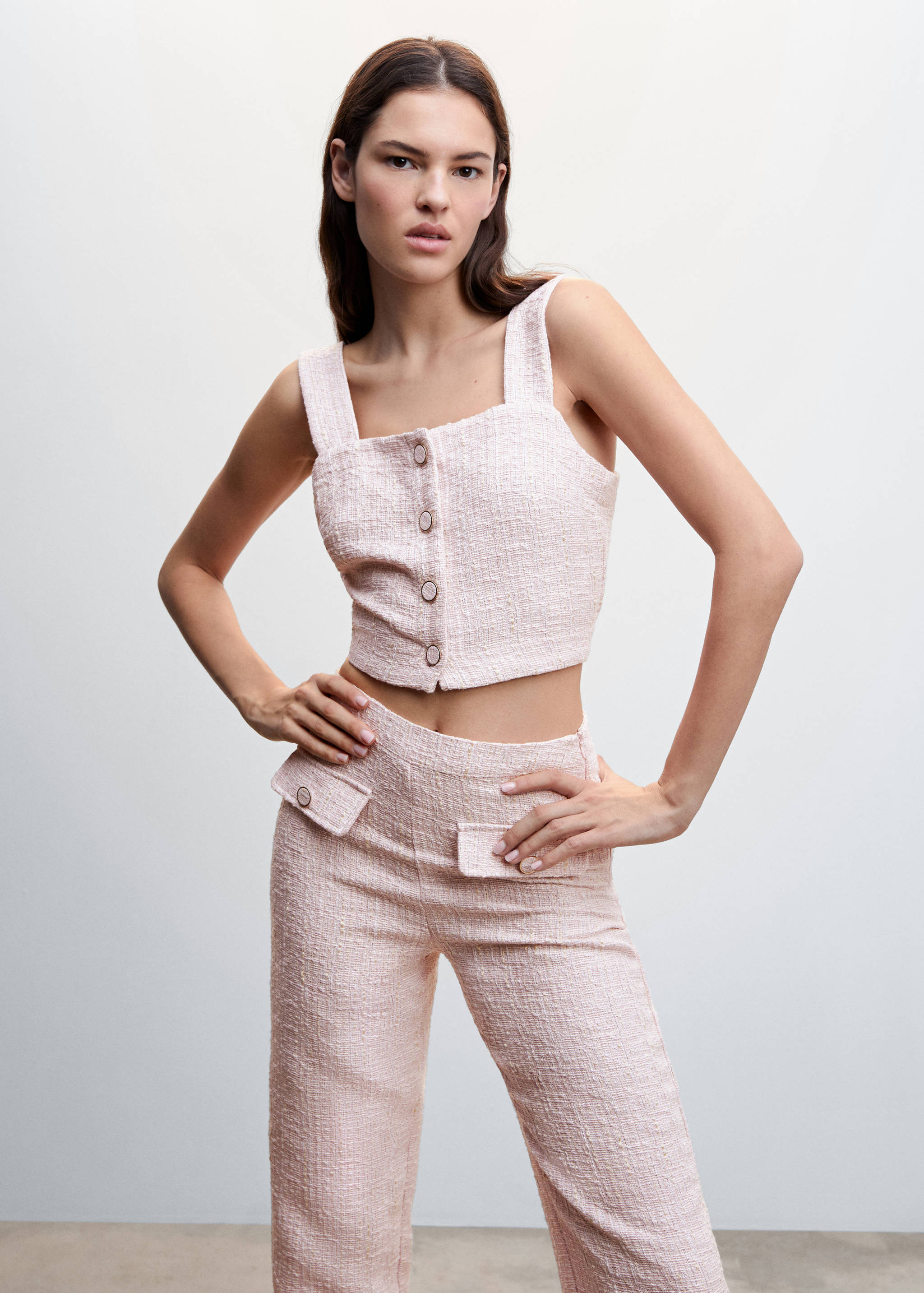 Top tweed boutons - Plan moyen