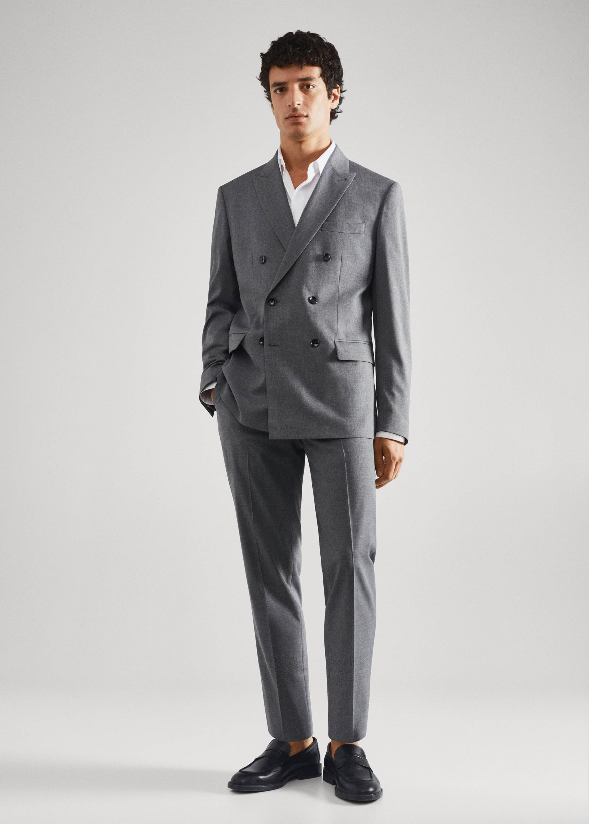 Slim fit double-breasted suit blazer - General plane