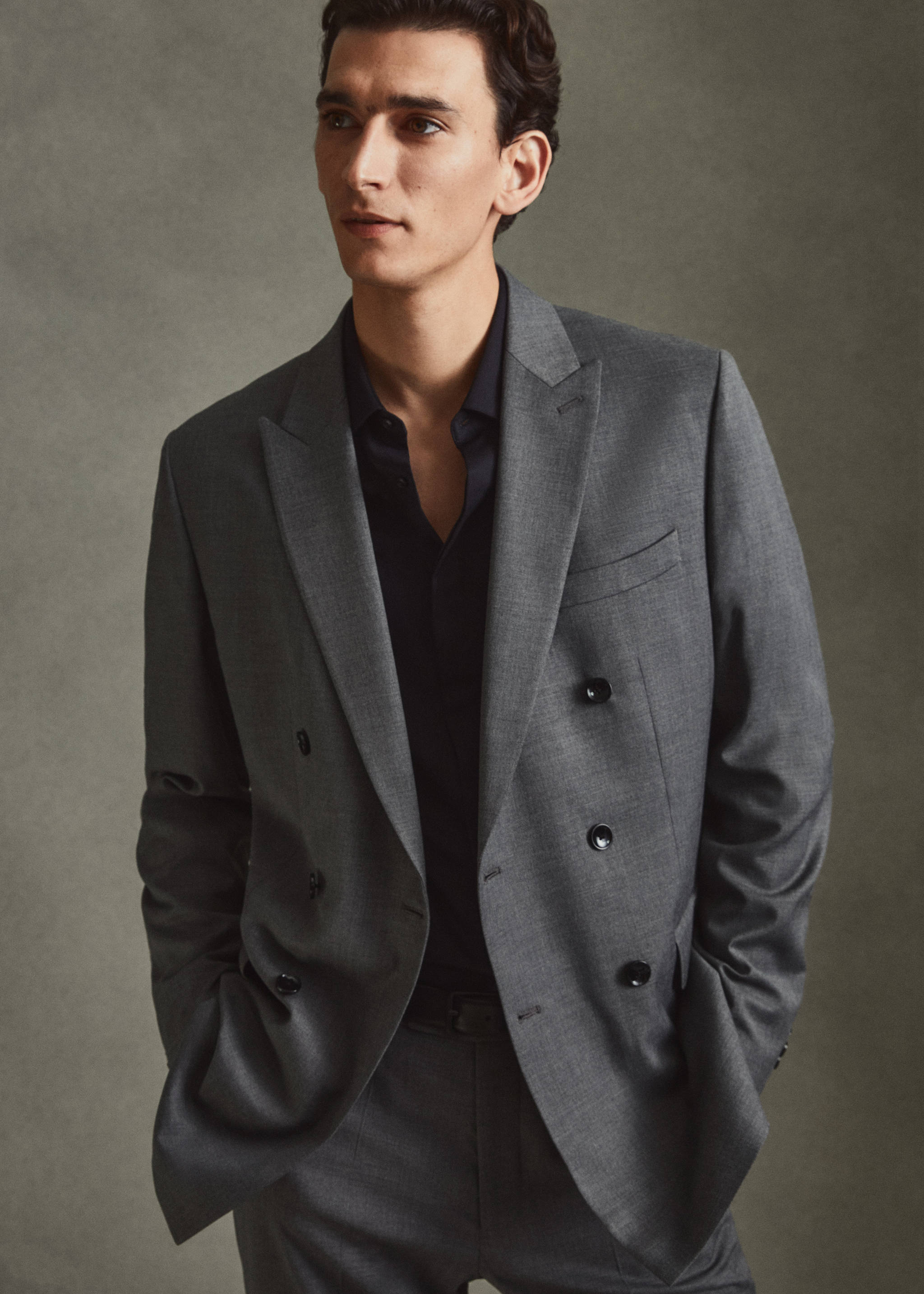 修身双排扣西装外套 - null