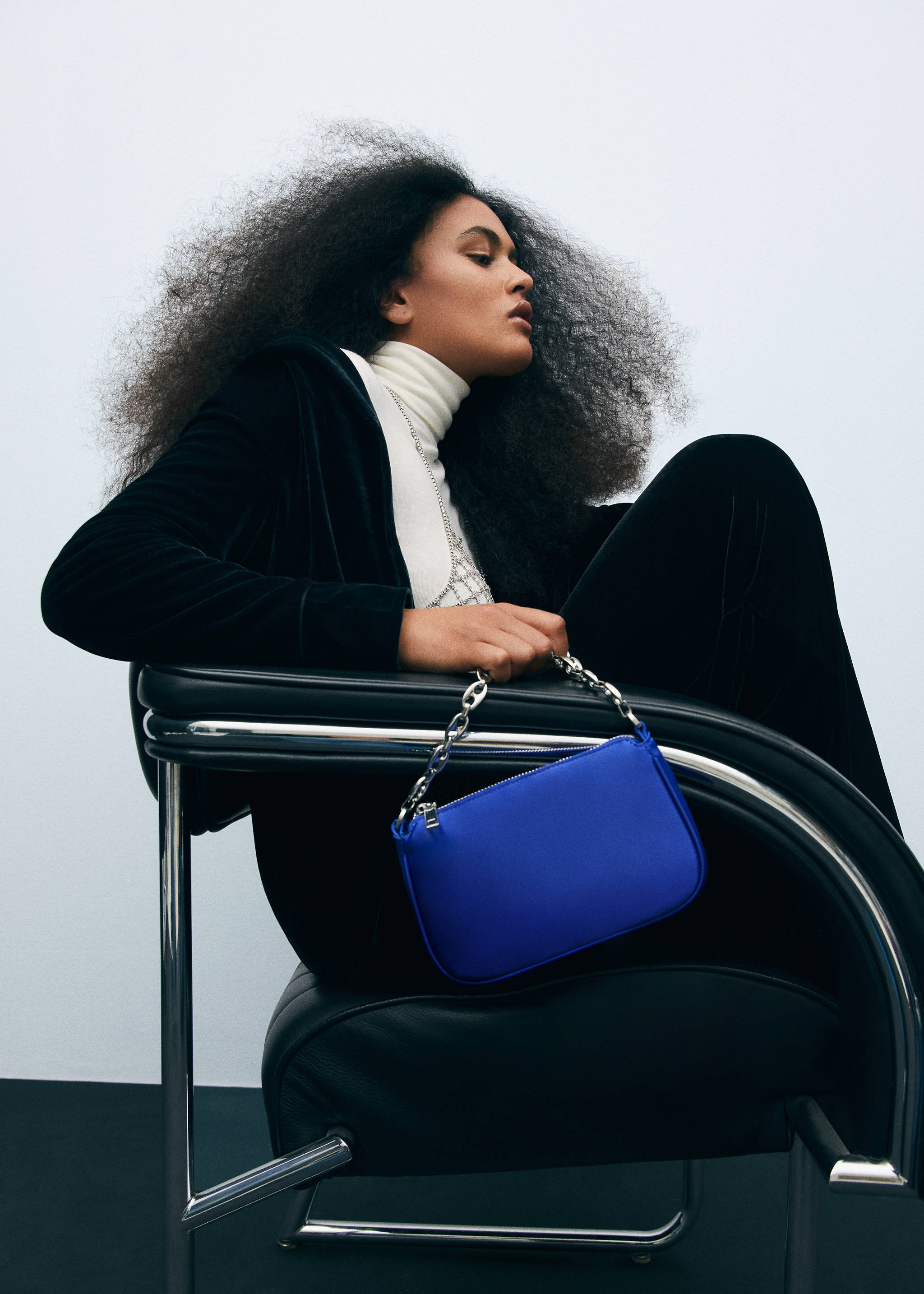 缎面链条手袋 - null